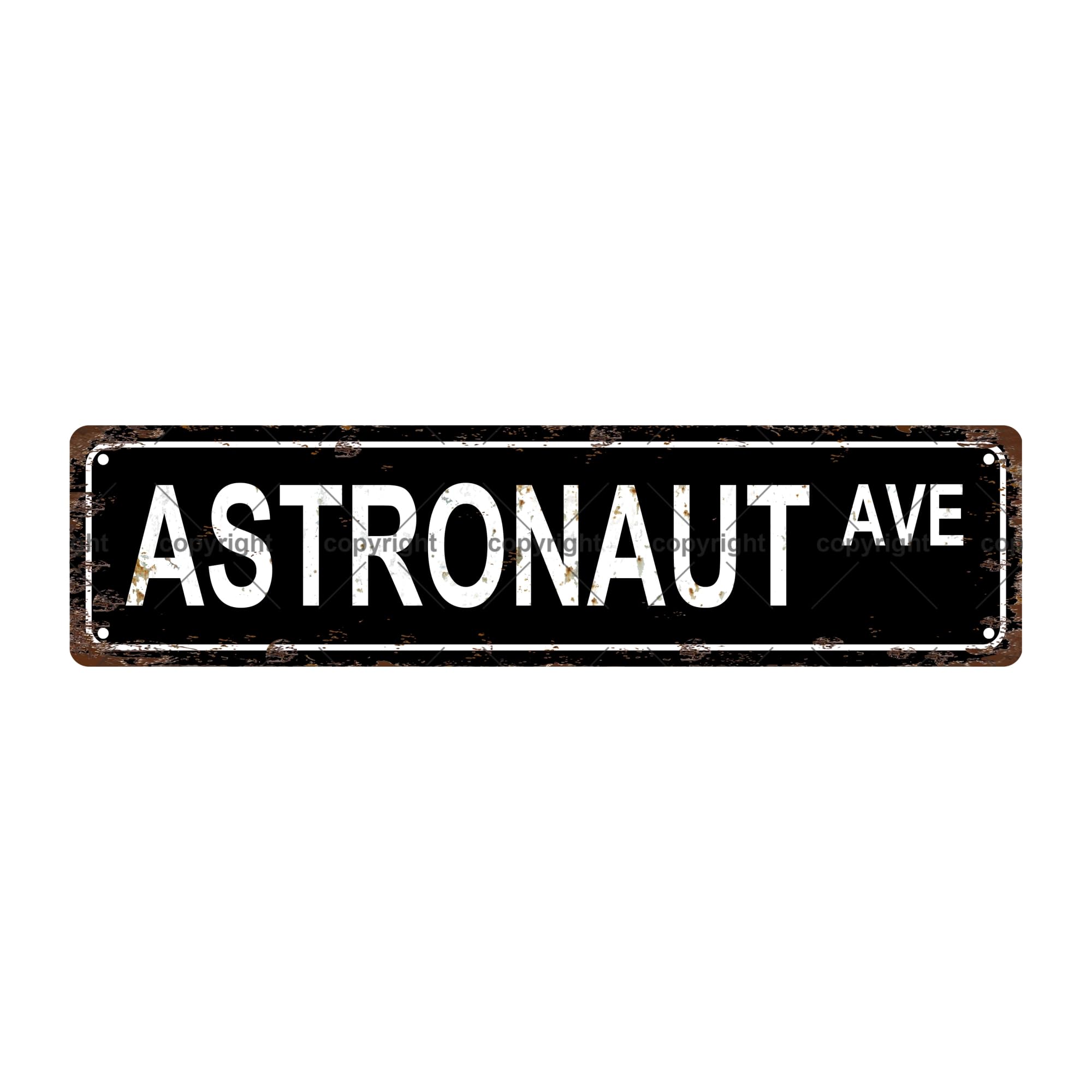Astronaut AVE Occupation Metal Tin Street Sign Bar Cafe Garage Cave Home Room Wall Bathroom Farmhouse Garden Porch Patio Decor,4x16 Inch