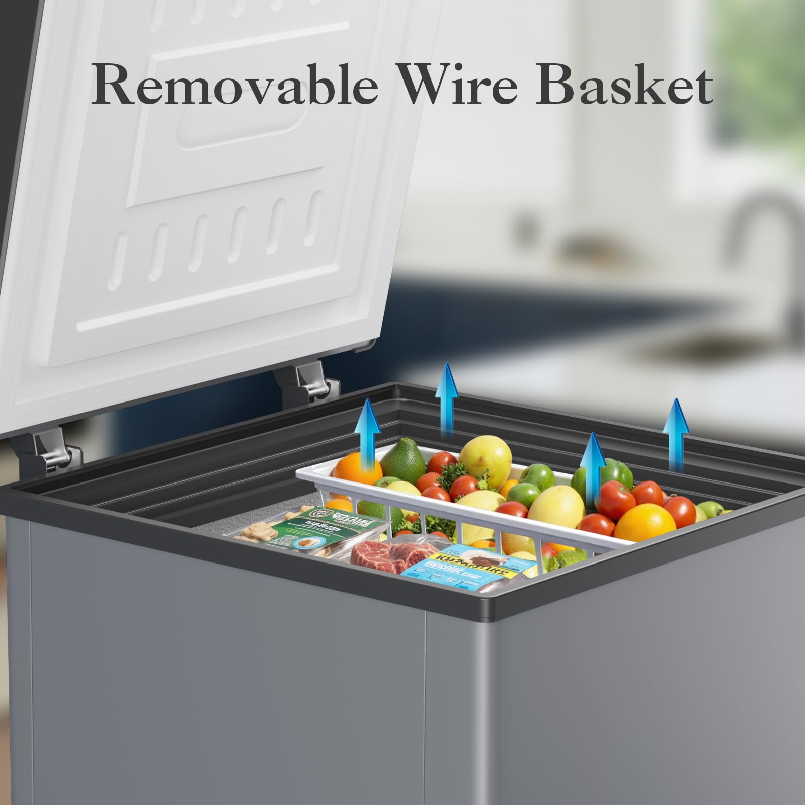 Chest Freezer - 4.2 Cu Ft Compact Deep Freezer With Fast Cooling & Convenient Pulley, Perfect For Kitchen Parlor, Small Freezer With Low Noise & Energy Saving, Space Gray on Fridge.com - View 6
