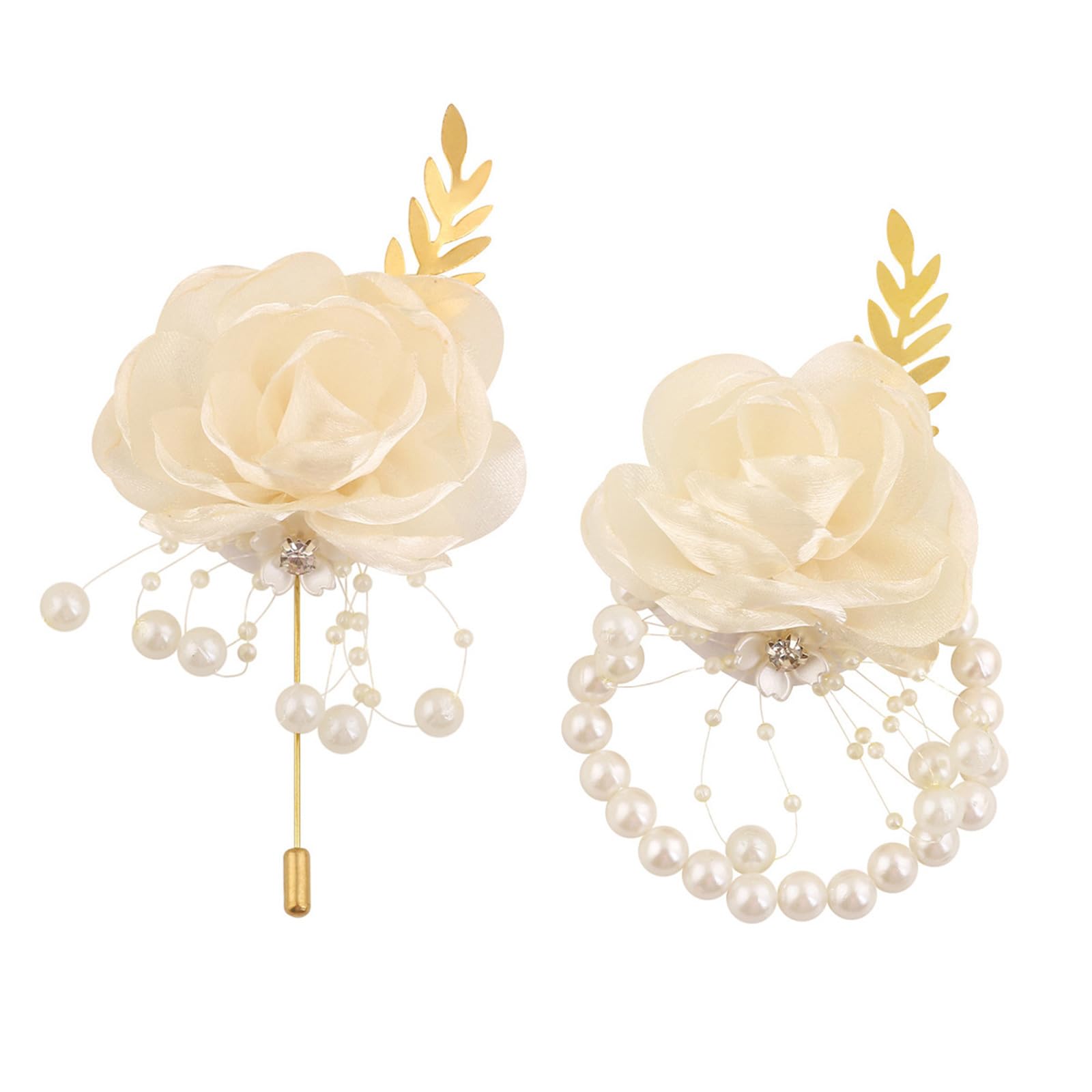 HDOYTXXM 1 Silk Wedding Corsage & Boutonniere Set for Bride Bridesmaid Groomsmen Prom Ceremony Formal Attire Accessories Luxury Bridal Wrist Flower Set