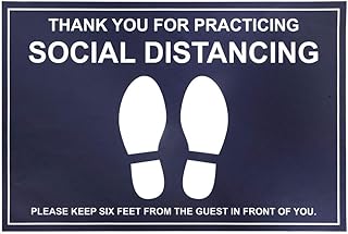 HUBERT Social Distancing Floor Decals - Blue 12 x 18