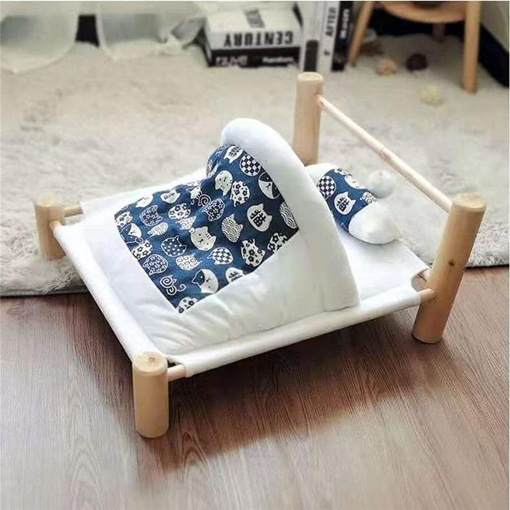 Cats Nest Cats Bed Solid Wooden Material Removable Washable Pet Hammock for Small Dogs and Cats Support Drop Shipping (Color : C) (B)