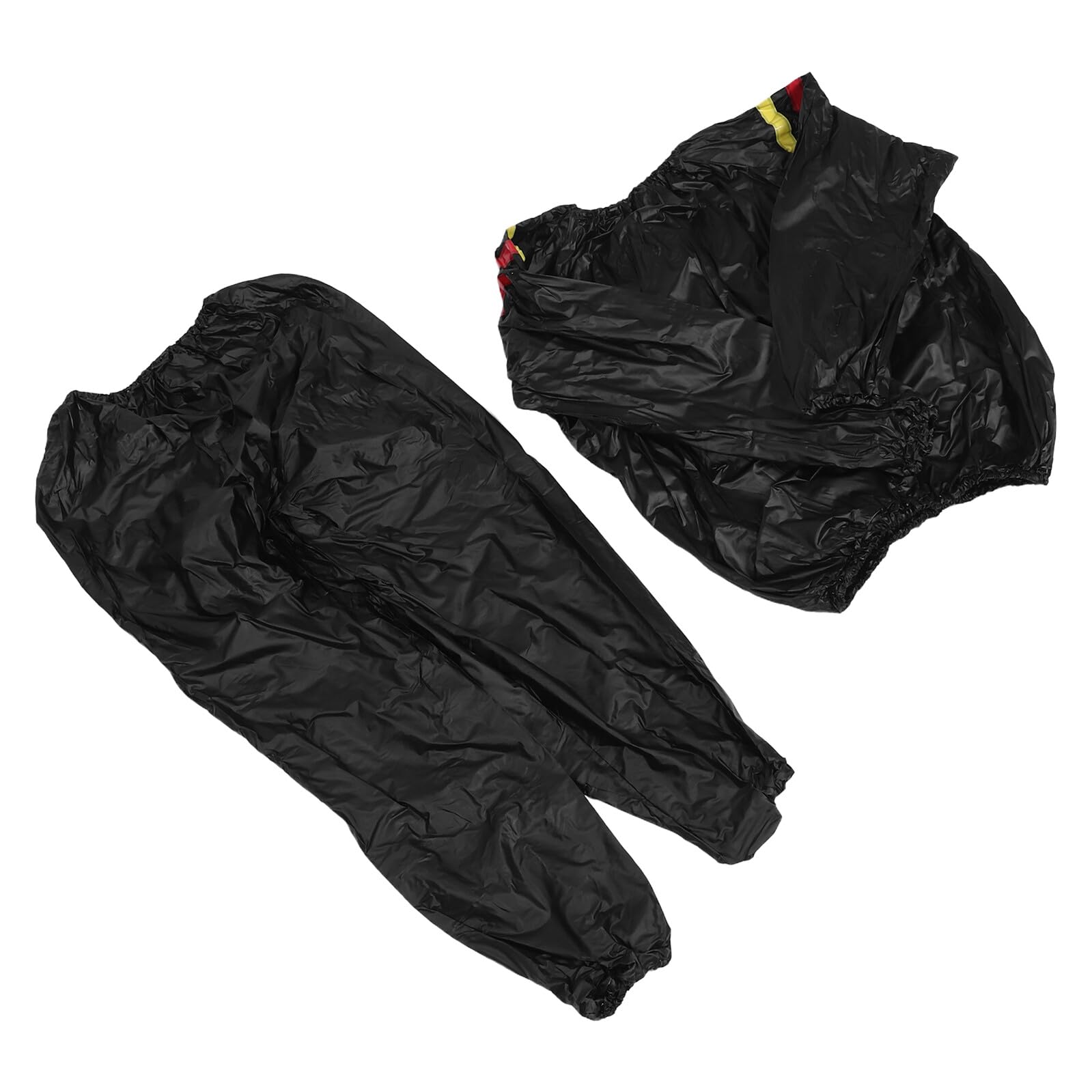 NOLITOY Conjunto Traje Sauna para Mujer M 0.15mm Negro Franjas Rojas y Amarillas, Traje de Entrenamiento Deportivo para Fitness, Pantalones Sauna Sudor para Gimnasio y Pérdida de Peso
