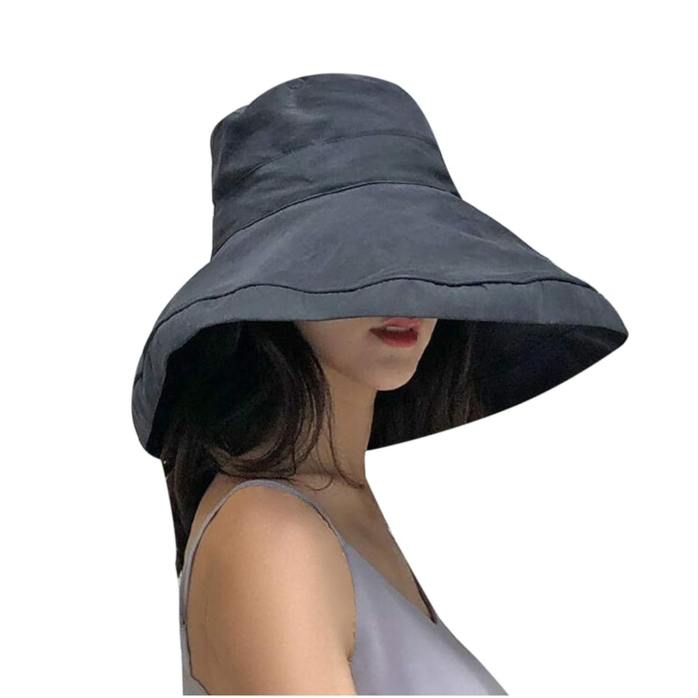 Cotton Sun Hat Women Floppy Bucket Hat Wide Trim Summer