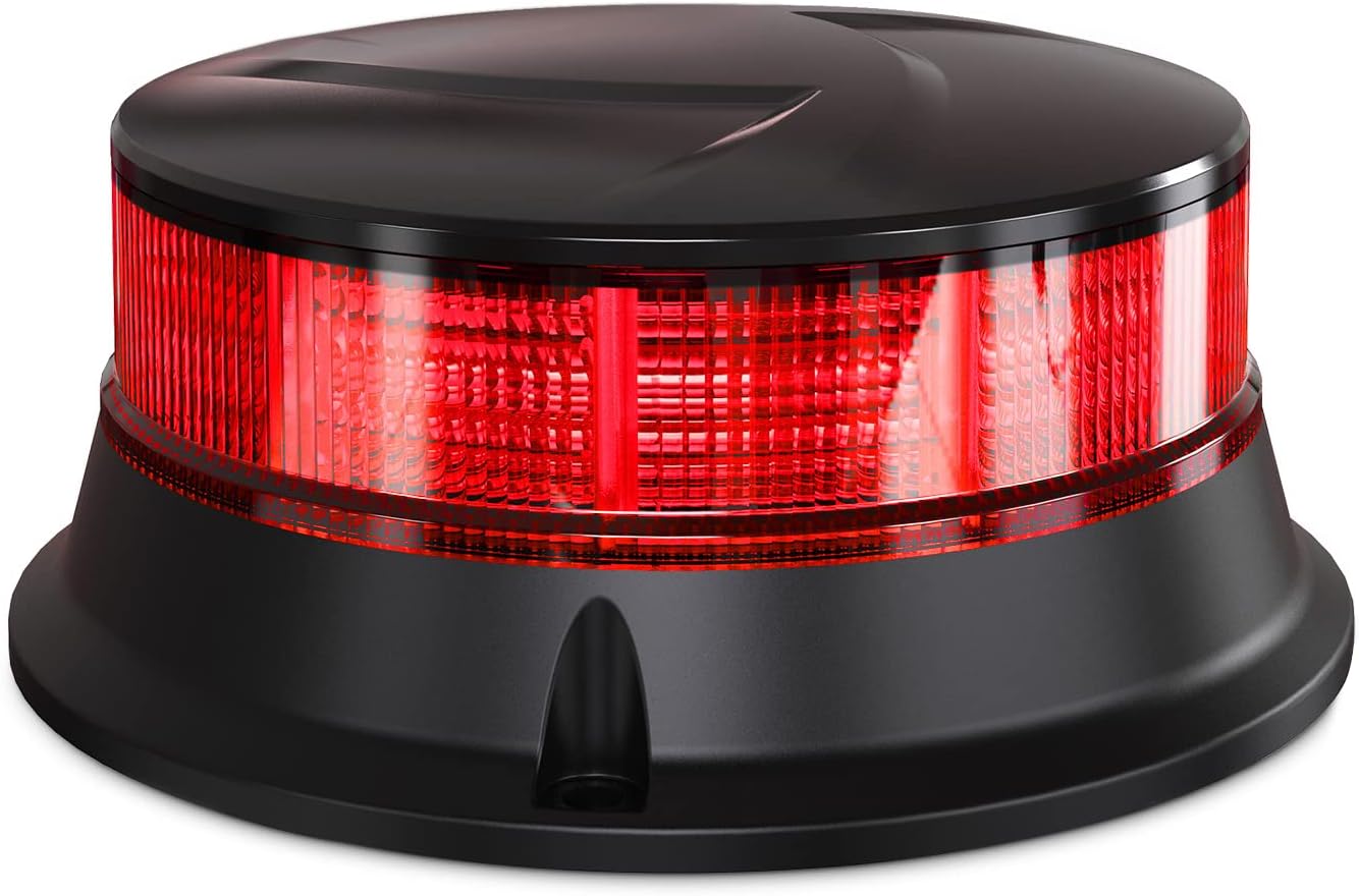 Agrieyes Red Beacon Light 4.2Inch, Flashing Safety Warning Lights Permanent Mount, LED Emergency Strobe Lights for Vehicles, Caution Hazard Lights for Truck Tractor Golf Carts Snow Plow Postal Cars