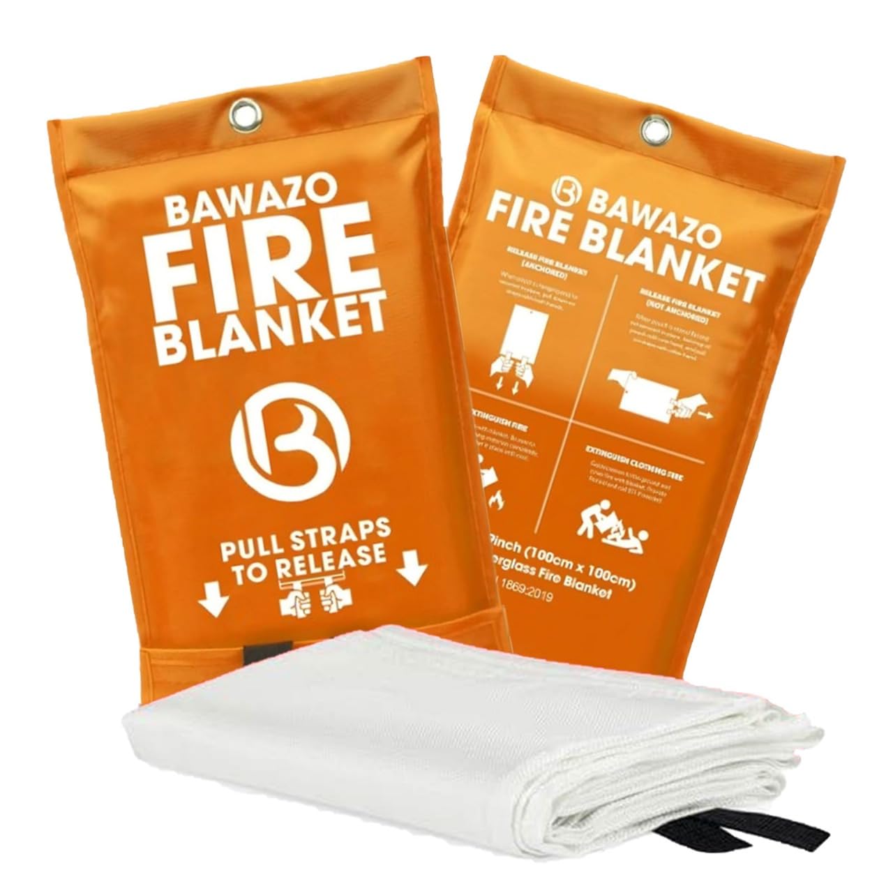 bAWAZO Emergency Blanket - 2 Pack - 40” x 40” Fiberglass Blanket for Kitchen - Safety & Emergency Supplies - Kitchen Extinguisher