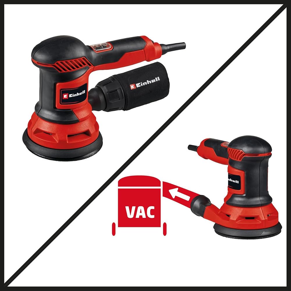 Einhell Smerigliatrice orbitale TC-RS 425 E (425 W, piatto abrasivo Ø 125 mm, numero massimo di oscillazioni 26.000 min-1, circuito oscillante 2,5 mm, con carta vetrata 1 x P60, P80, P120)