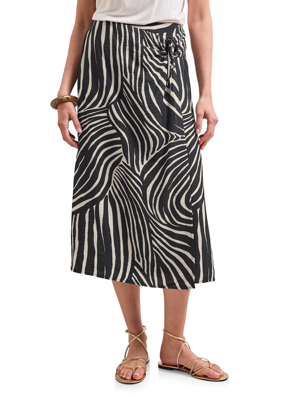 Damen Midi-Rock in Wickel-Optik mit Print