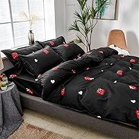Vista 4 de Erosebridal 7 piezas de funda de edredón Kawaii fresa y bonitas sábanas (tamaño queen)