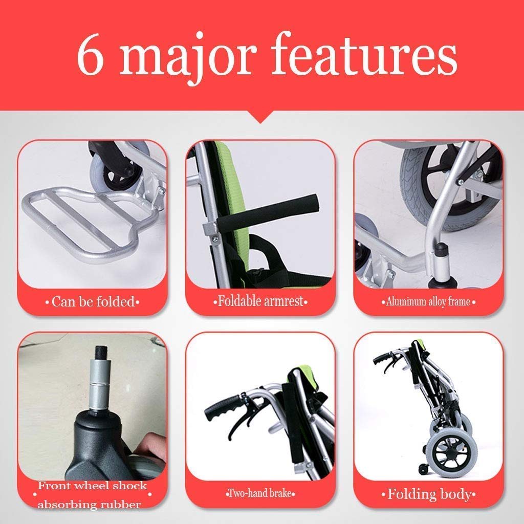 Silla de ruedas, luz plegable portátil simple viejo viaje scooter minusválidos carro, portátil