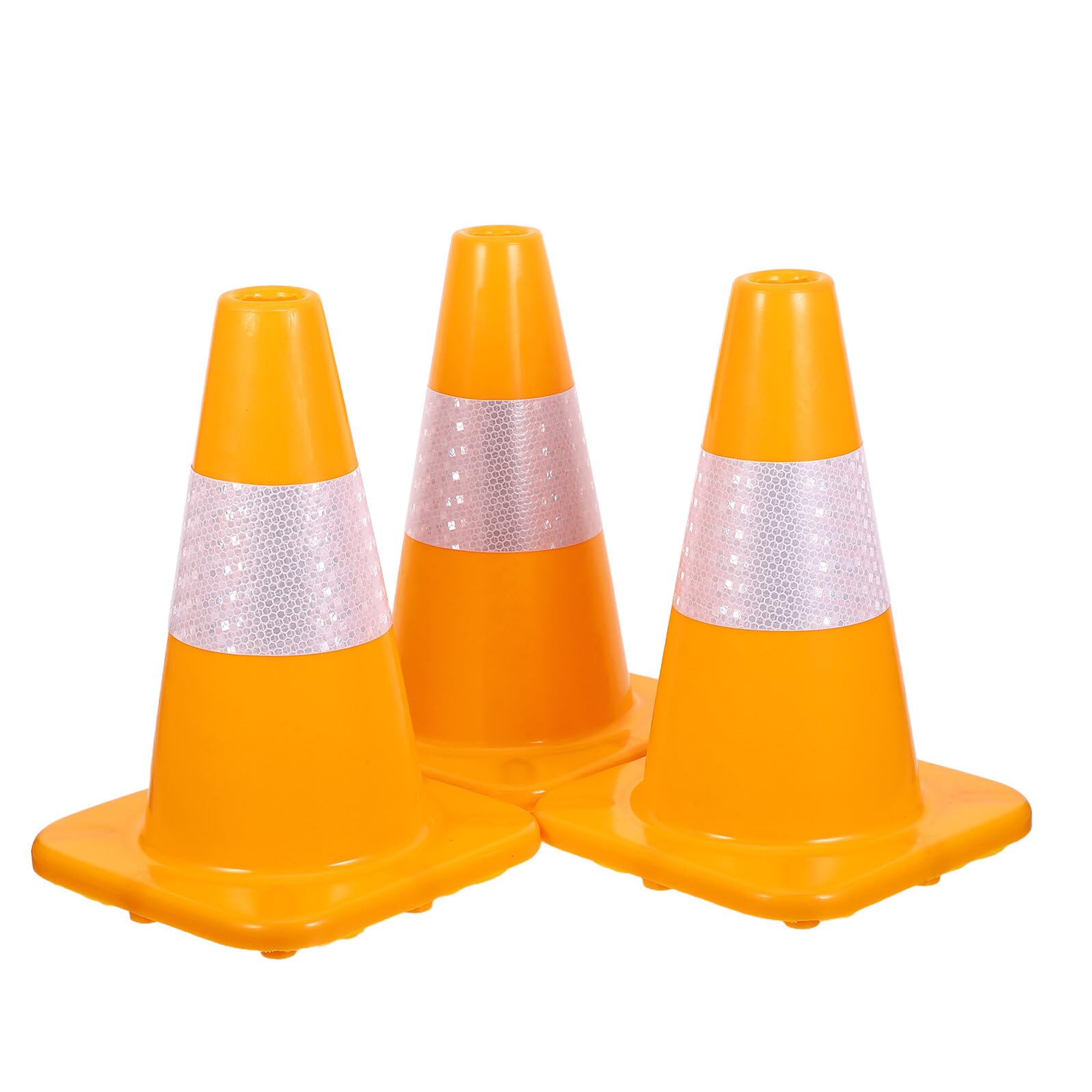 Cabilock 3 Pièces Cônes de Circulation Plastiques Jaunes avec Colliers Réfléchissants Lot de Barrières de Sécurité Légères pour Contrôle Routier et Chantier