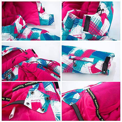 Girls Insulated Ski Jacket Pants Set Windproof Waterproof Kids Ski Suit Snowsuit for Kids 54RD,10