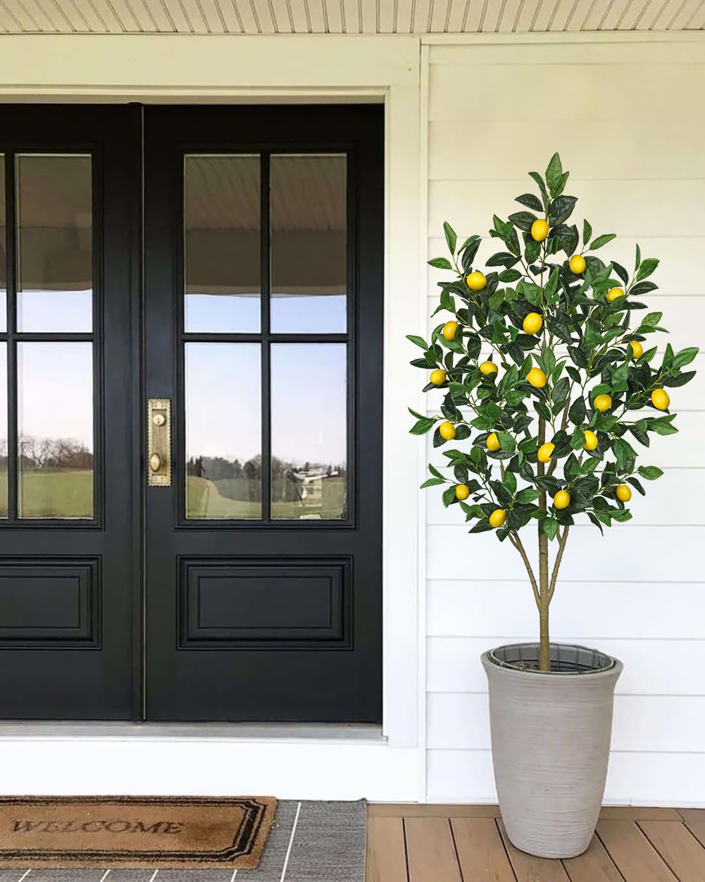 Oairse Kunstpflanzen Groß Zitronenbaum 150cm Kunstpflanze Künstliche Pflanze Kunstblume Innendekoration Kunst Pflanze wie echt im Topf für Tischdekoration, Büro, Badezimmer, Schlafzimmer, Wohnzimmer