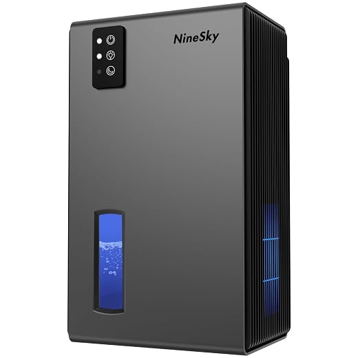 NineSky Dehumidifiers for Home, 1000 Sq.Ft Dehumidifier with 95oz Water Tank, Quiet Dehumidifier for Basement Bathroom Bedroom with 7-Color Ambient Light & Auto Shut Off, (Grey)