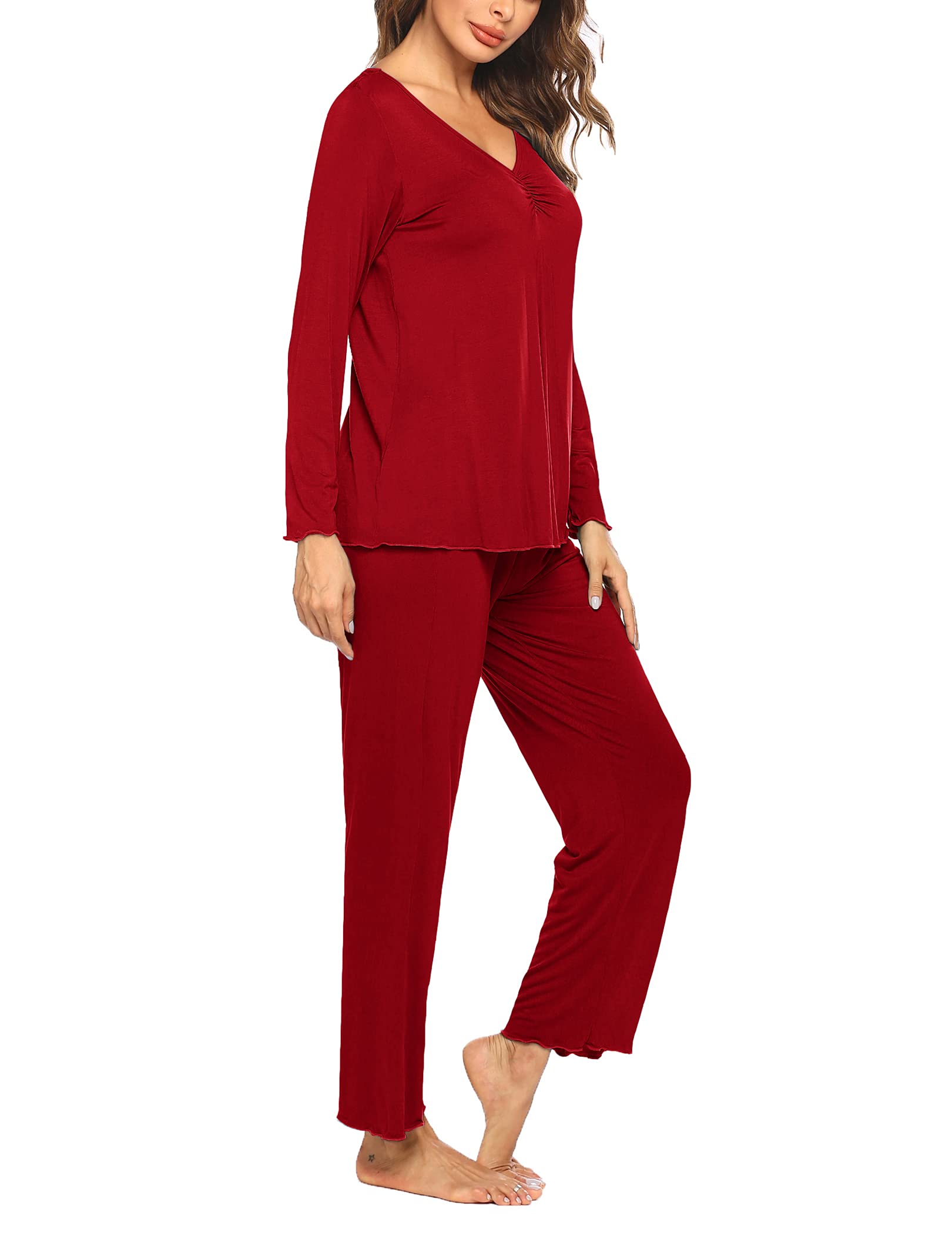 MAXMODA Pigiama Donna Pigiami Due Pezzi Maglietta Manica Lunga e Pantalone Lungo S-XXL