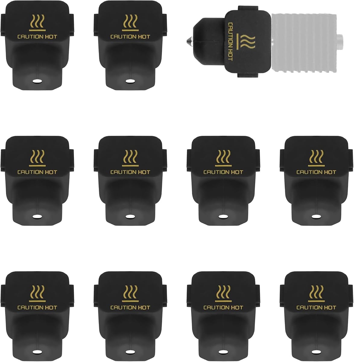 10Pcs Silicone Sock for Bambu Lab A1/A1 Mini, Hotend Heater Block Silicone Cover Nozzle 3D Printer Print Head Boot High Temperature Enclosure Black Accessories Parts Protecting Extruder Sleeve
