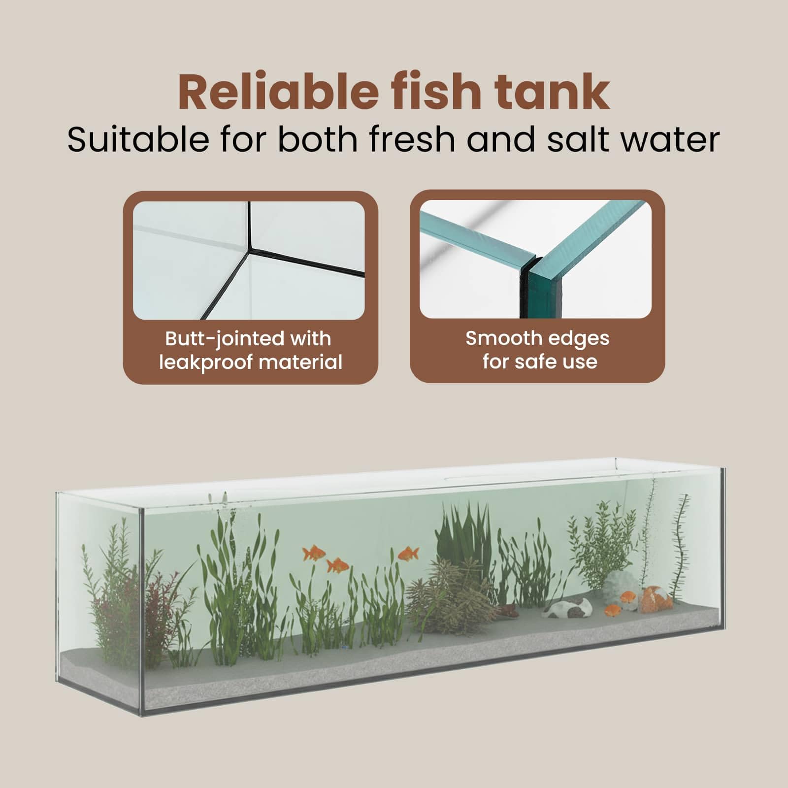 vidaXL Aquarium mit Speicher Transparent 80 x 20 x 20 cm Glas, EIN rechteckiges, modernes Design für Dein Zuhause oder Büro, funktional, stark und leicht zu pflegen