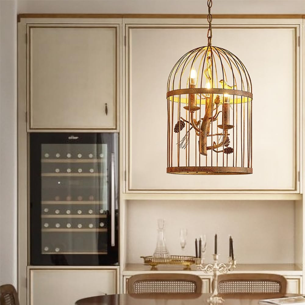 LYMSXAZOU American Retro Chandelier Personality Creative Living Room Restaurant Bedroom Clothing Store Bar Cafe Log Cabin Corridor Pendant Light (I D35CM)