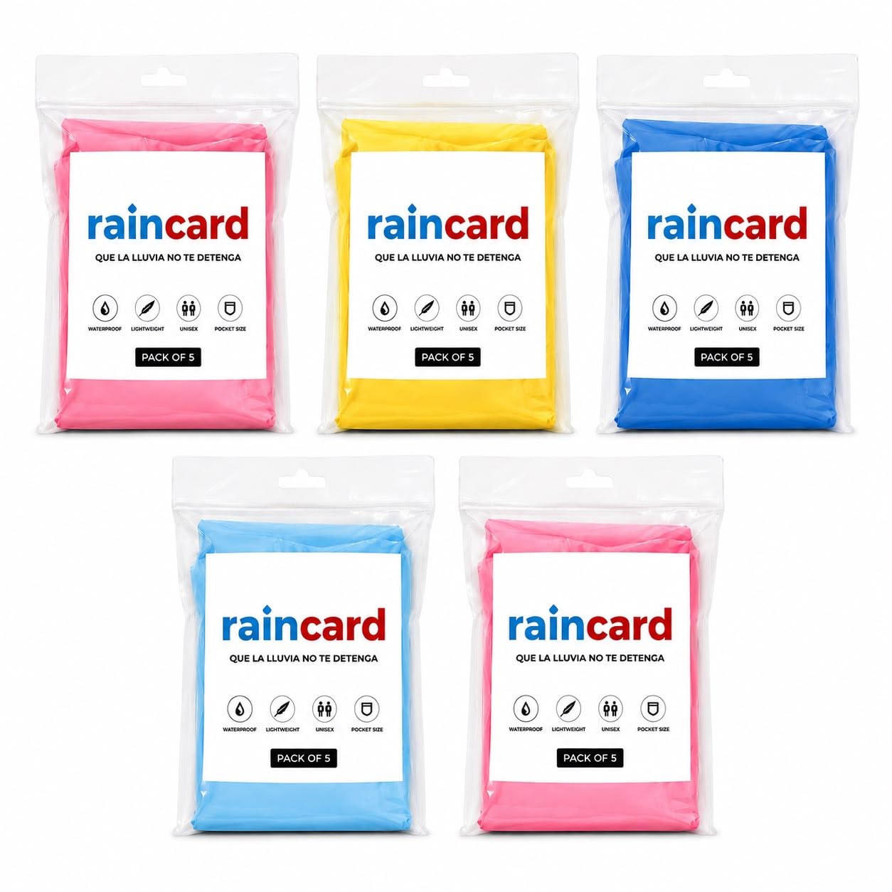 Pocket Raincoat Pack of 5 | Waterproof Raincoat for Men & Women | Lightweight Travel Rain Wear | Emergency Rain Protection | Free Size