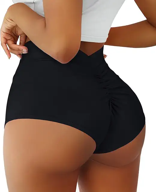 Women's High Waist V Back Yoga Shorts - Booty Lift Spandex Hot Pants
