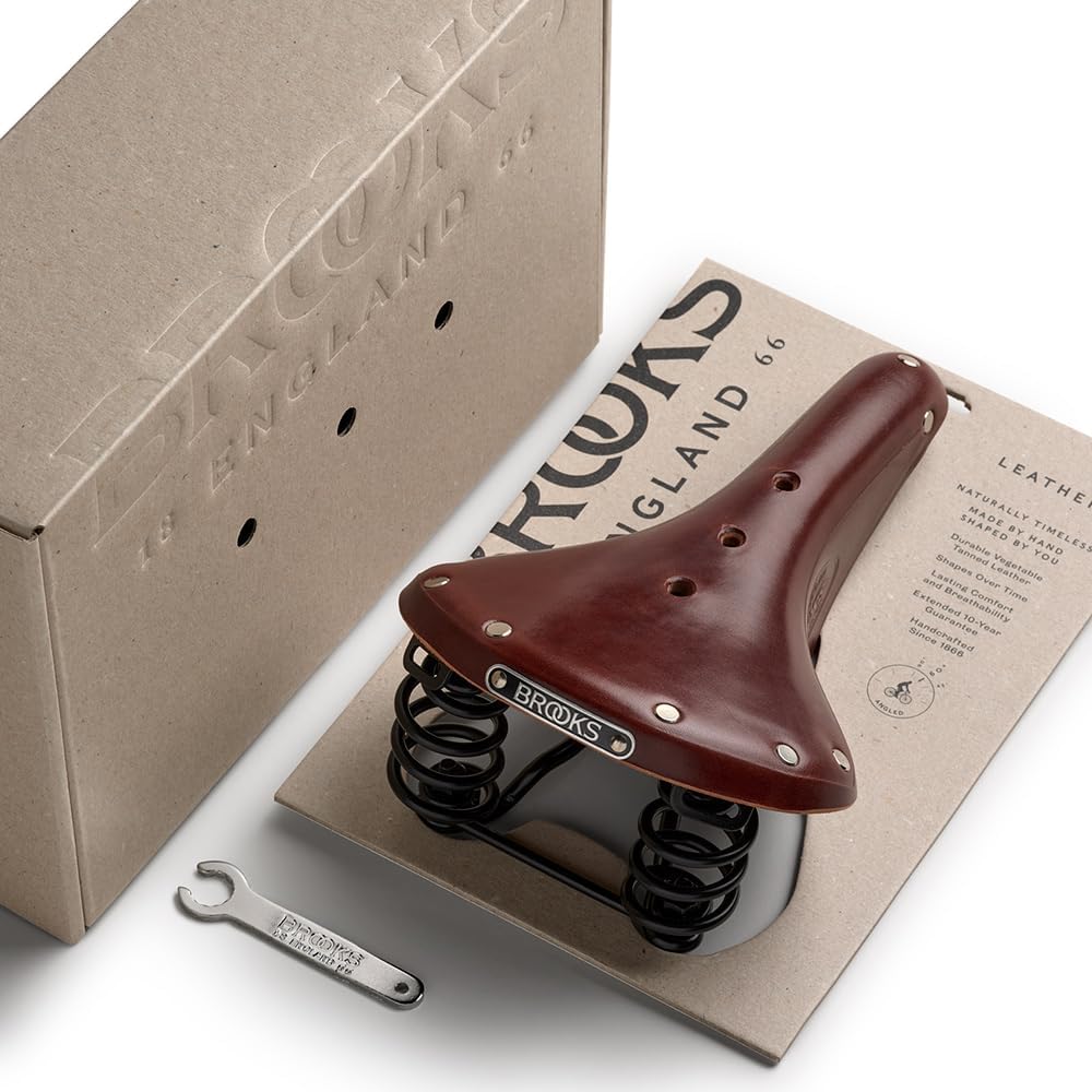 Brooks England Flyer, Touring Leather Bike Saddle with Suspension Springs
