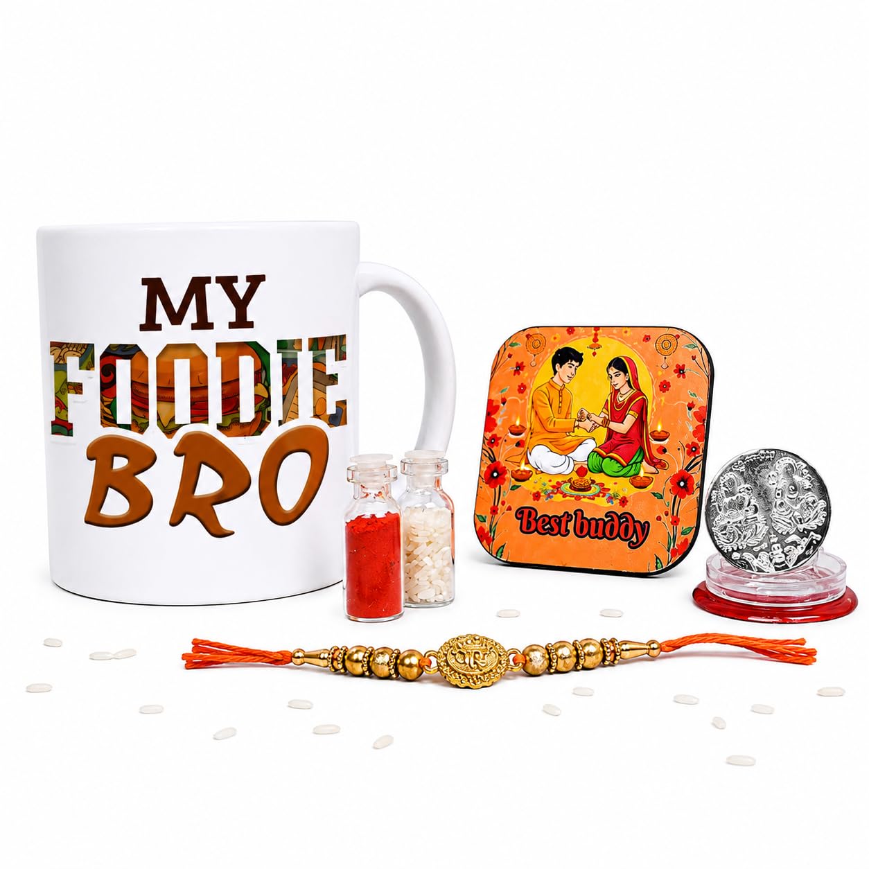 TheGiftBays Bhai Rakhi for Brother Boy Men Bhai, Premium Peral Rakhi for Brother, Designer Rakhis for Rakshabandhan With Fridge Magnet for Door Decor and Mug-image-45