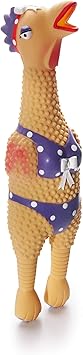 Outward Hound Squawkers Henrietta Latex Rubber Chicken Interactive Dog Toy, Large