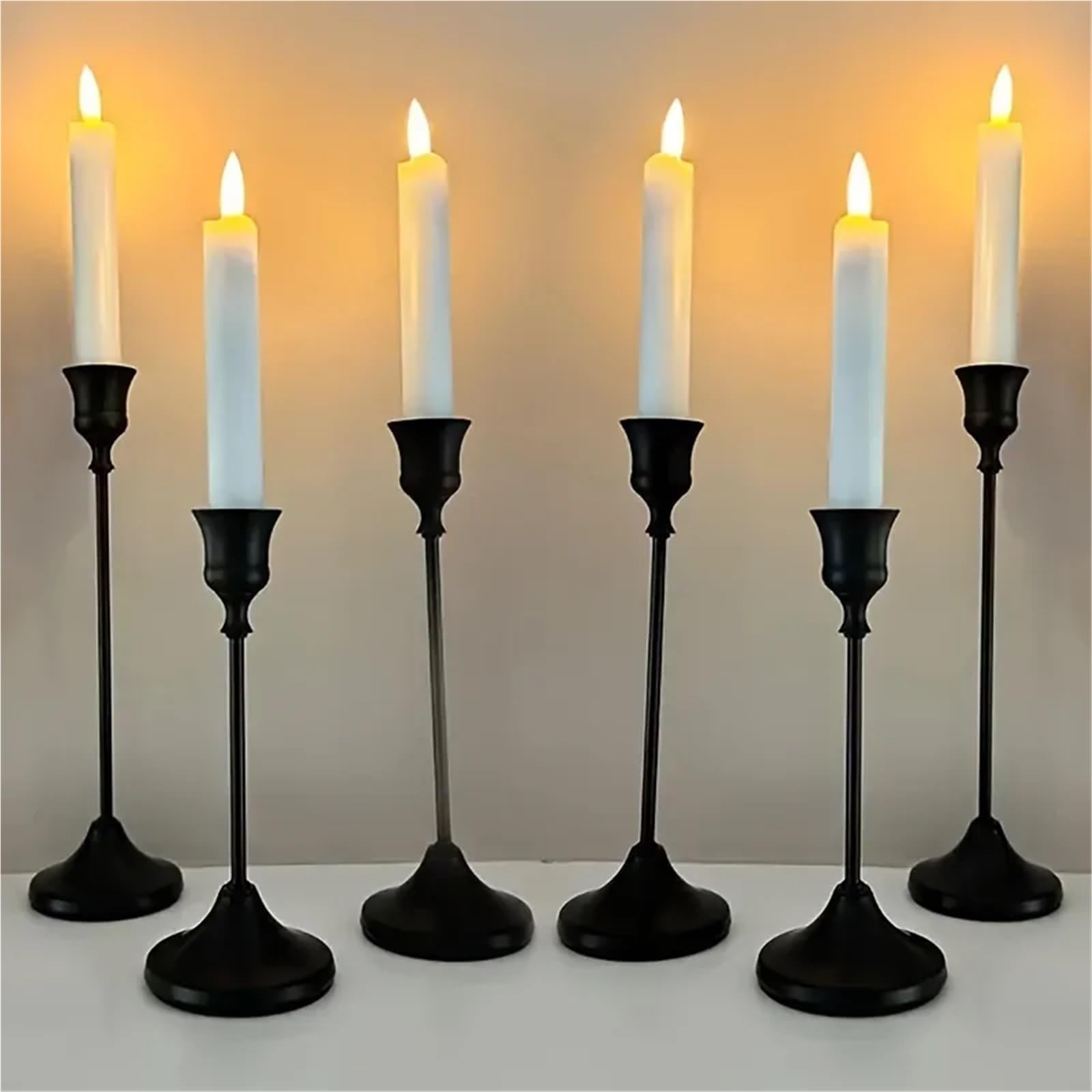 Porta Velas Juego de 6 candelabros Metal: románticos Mesa for centros Bodas, cumpleaños y Decoraciones navideñas(Golden)