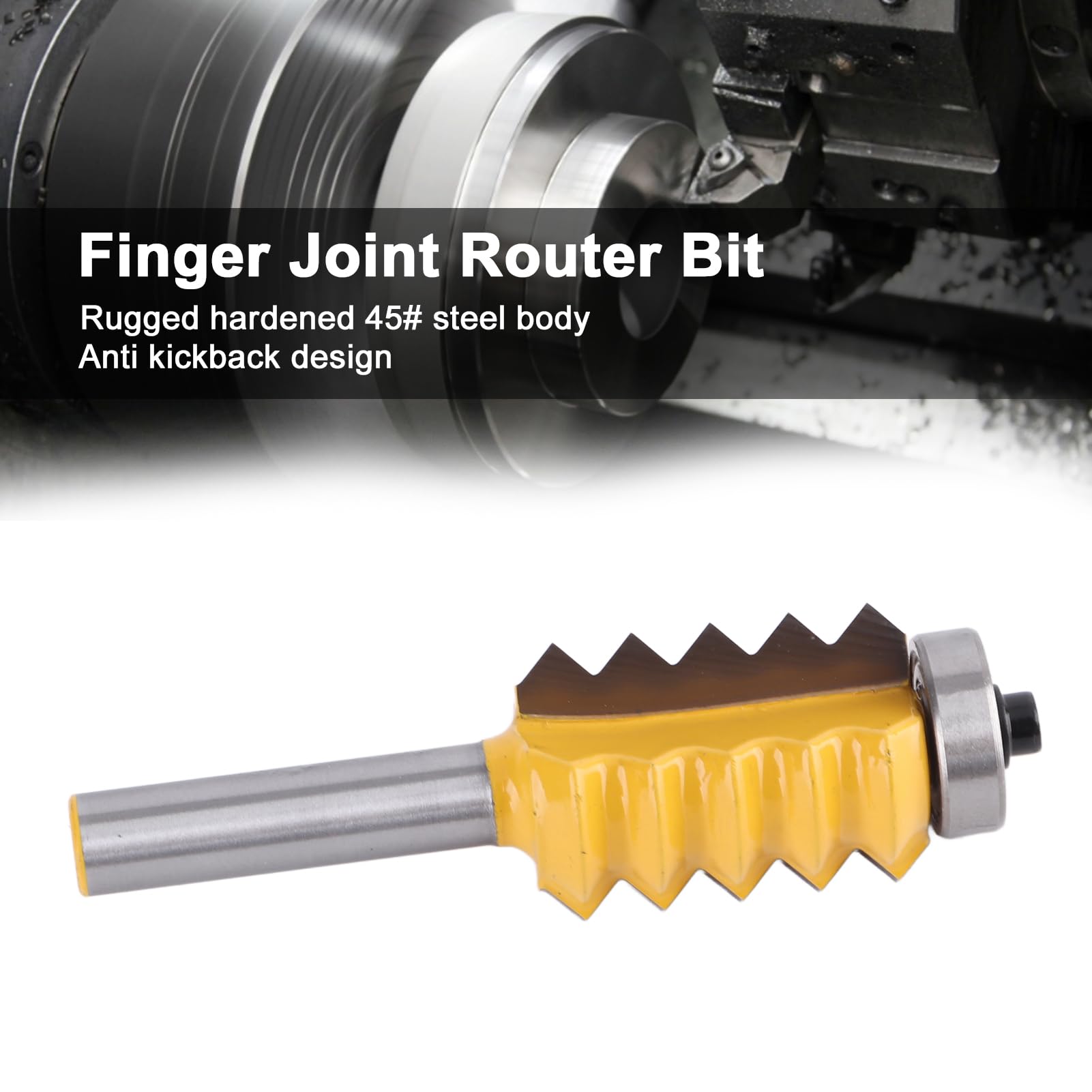 Nutriess Finger Joint Router Bit 8mm Shank 41mm 45# Steel V Tenoning Machine for Precise Woodworking and Robust Joint Creation (8*30mm)