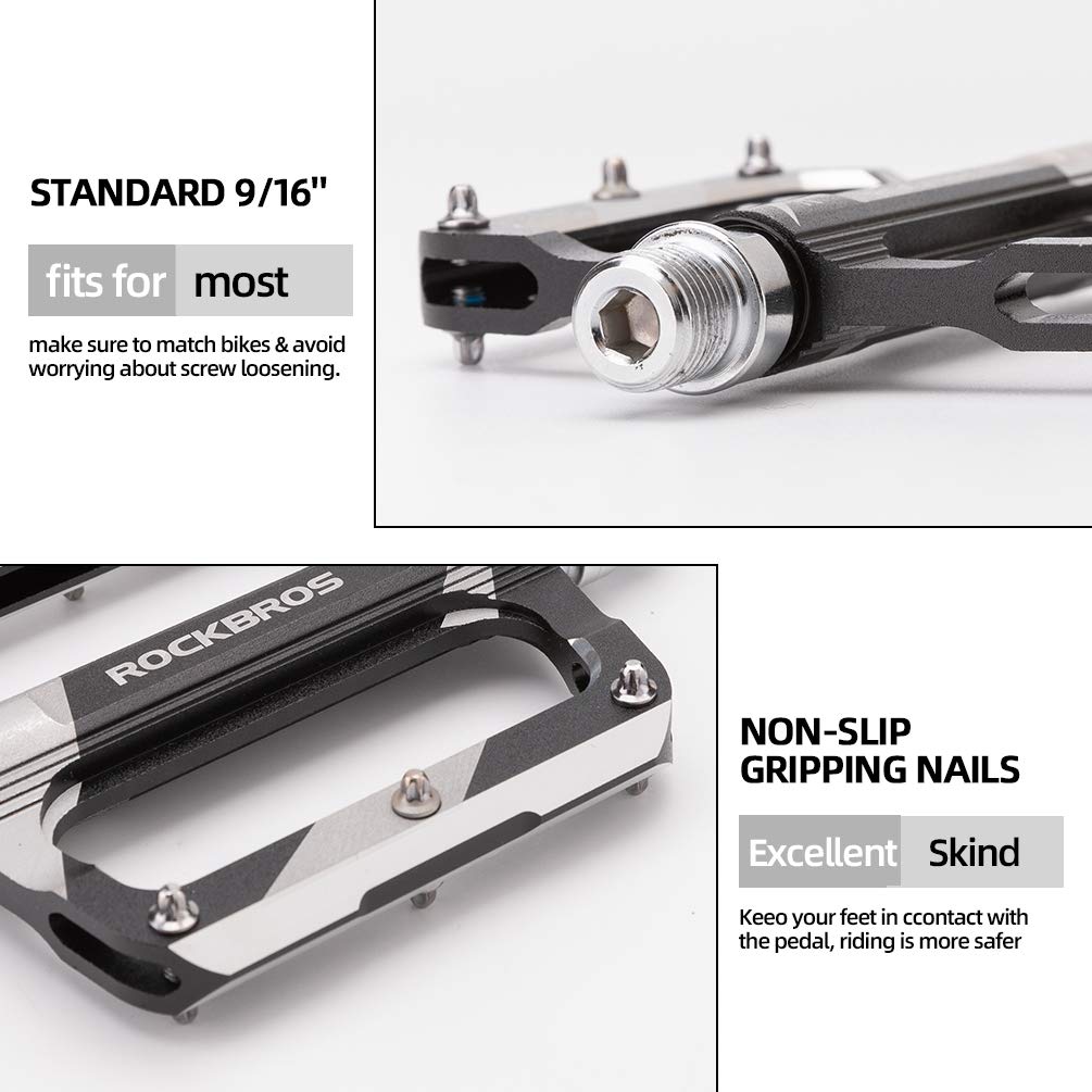 Pedali MTB ROCKBROS In Alluminio CNC | 9/16 Pollici Universali | Superficie Larga Antiscivolo Per Bici - Foto 9