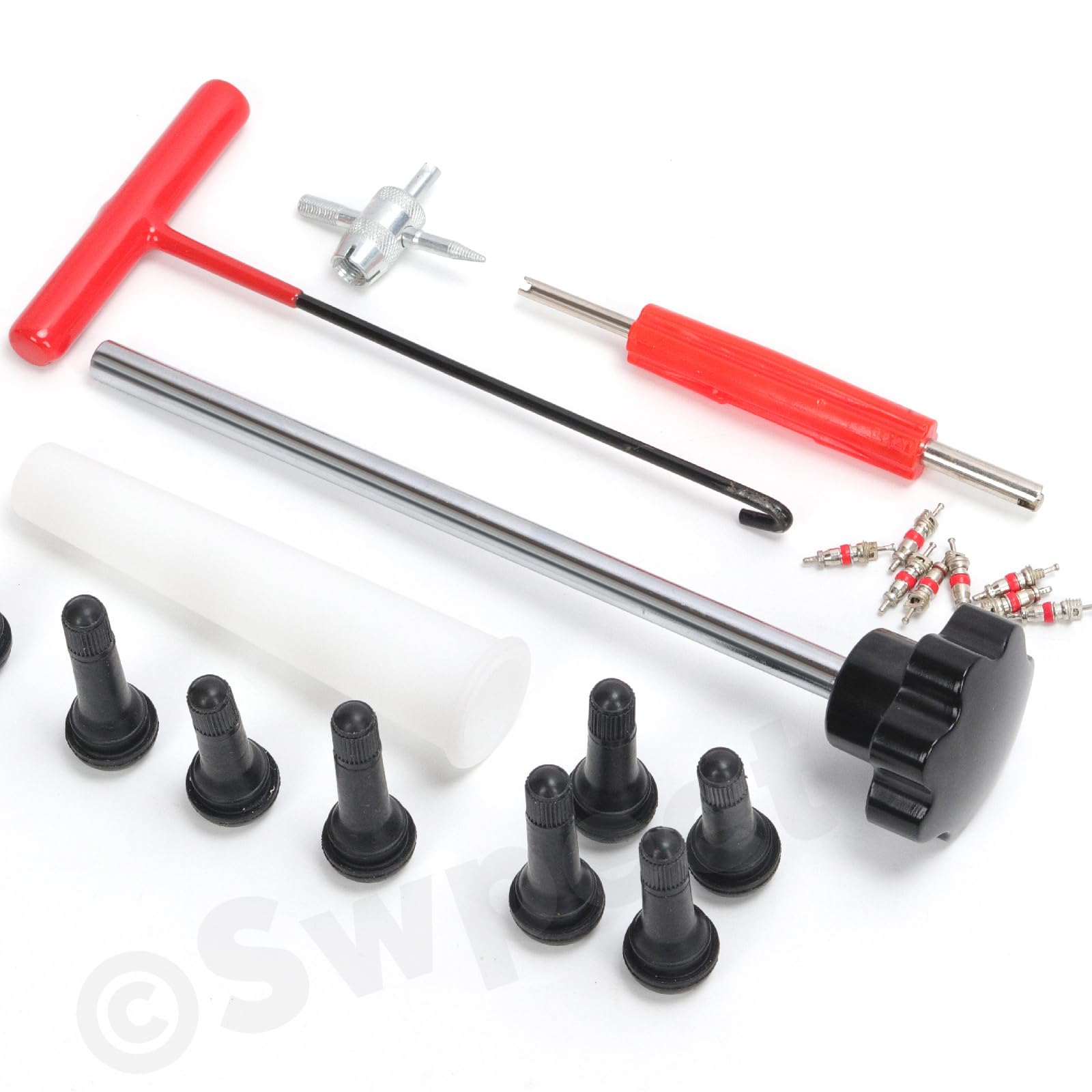 Swpeet 22pcs Szybkie narzędzie do zmiany zaworu opon z zestawem TR413 / TR414, Narzędzie do usuwania łodygi zaworu opon, Narzędzie do szybkiej wymiany rdzenia zaworu opon do wymiany wyciekających zawo