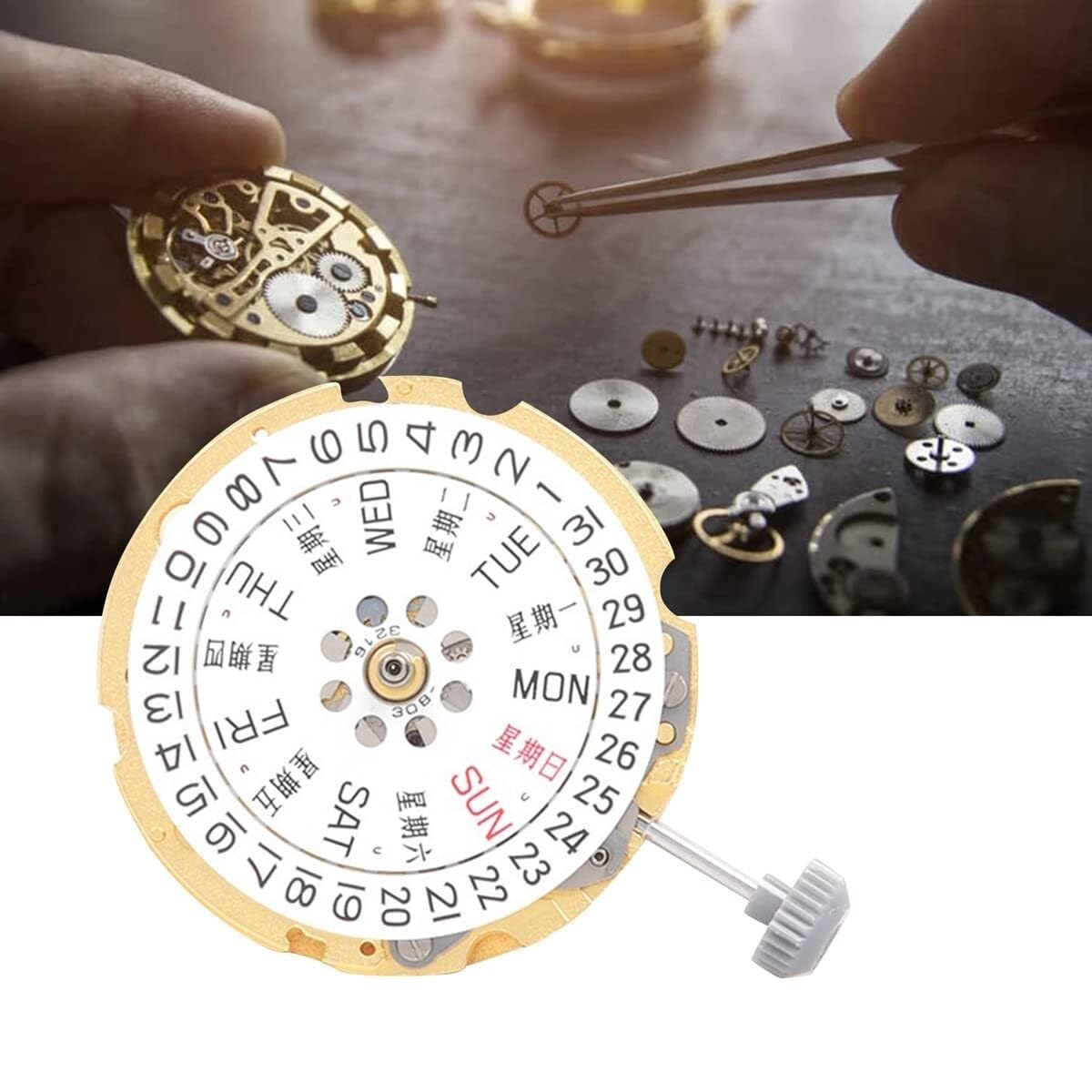 Mouvement de Montre mécanique Automatique avec Cadran de Calendrier, Affichage de la Semaine et Aiguille - Modèle 8200