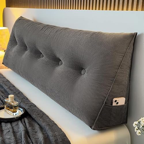 Cuscino Testiera Letto Matrimoniale/Singolo/Una Piazza E Mezza Imbottita Triangolare Schienale Cuscini Grandi per Testata Sfoderabile 90/120/140/160 Cuscino A Cuneo da Lettura Divano(Size:60X20X50cm,C