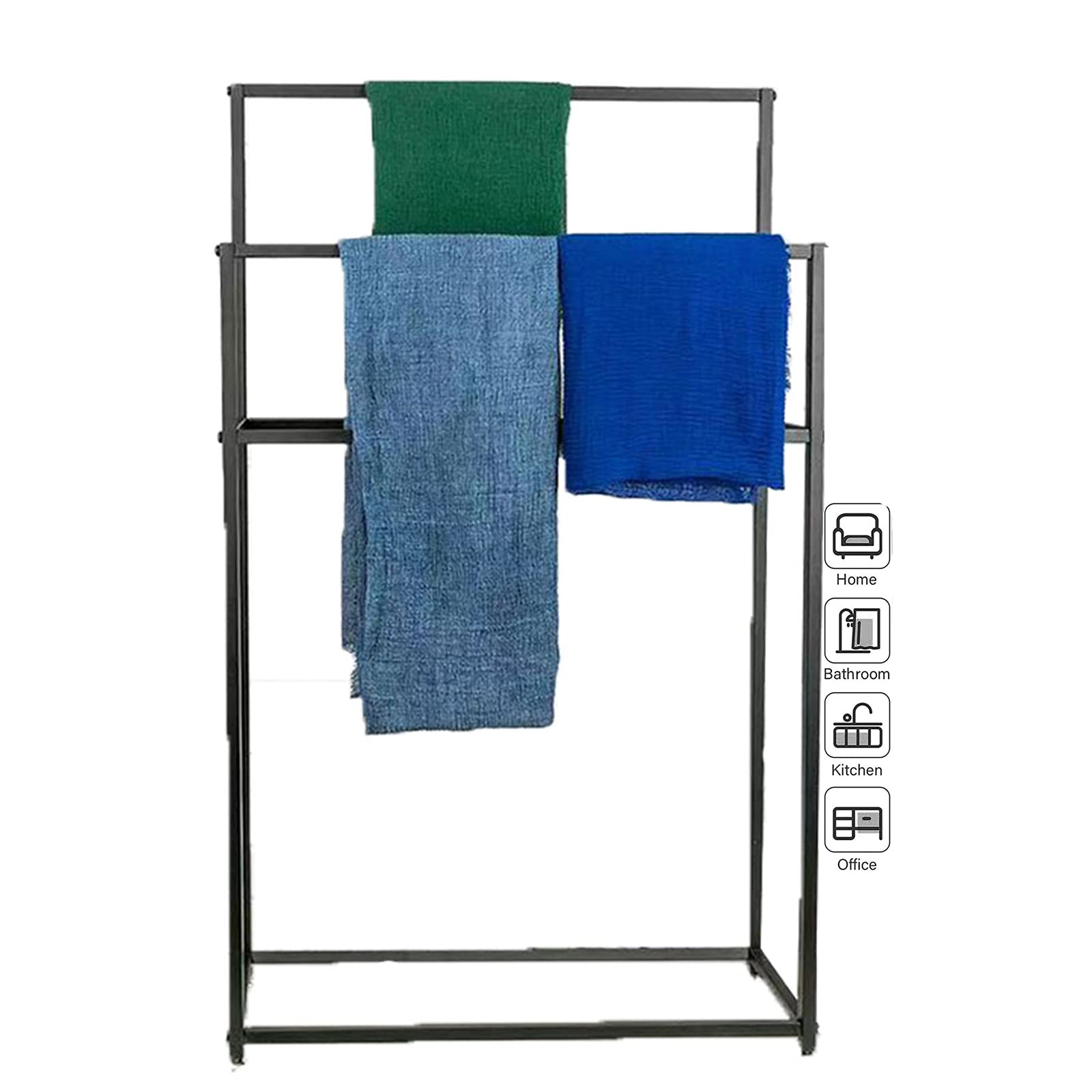 Freistehender Handtuchhalter, 2-Stöckiger Handtuchhalter, 4 Kleiderbügel, Für Schlafzimmer, Badezimmer, Küche, Fitnessstudio, Am Pool/85X20X110Cm