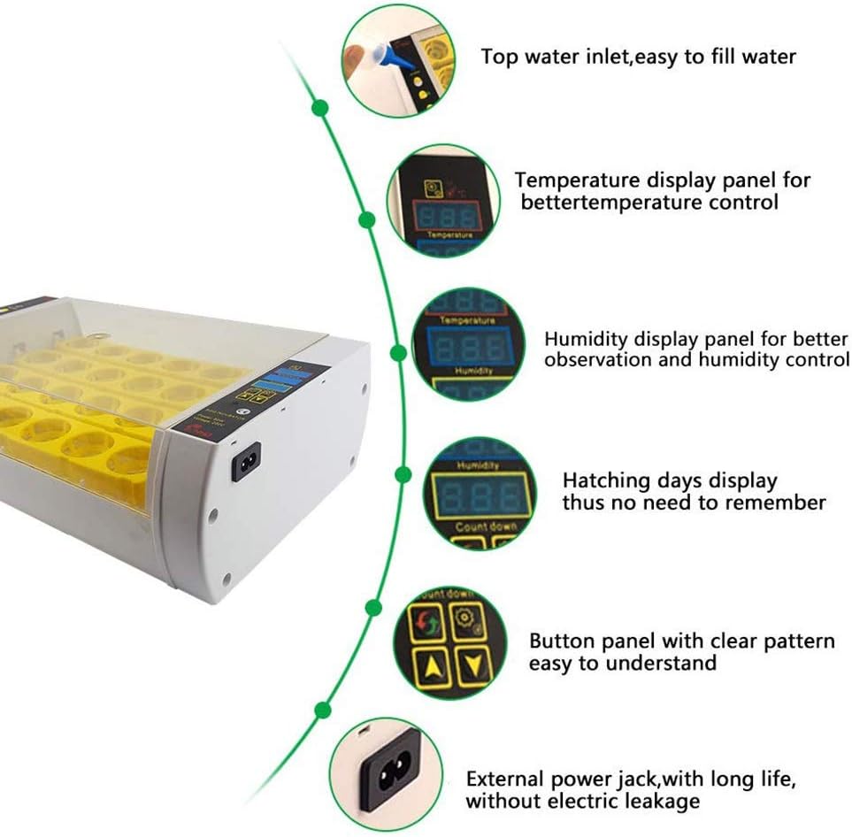Automatic Egg Incubator Digital Hatcher Temperature Control Duck Piegons Goose Quails Breed Clear Visible Hatching Machine 24 Eggsuails Breed Clear Visible Hatching Machine 24 Eggs