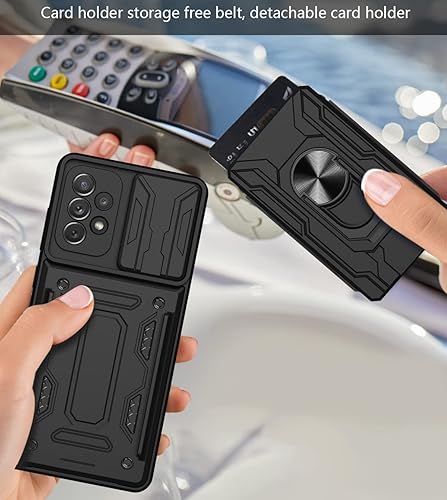 Miniatura 5 de CCSmall Funda para Samsung Galaxy A32 4G (no 5G) con soporte para tarjetas, funda de protección resistente con anillo magnético, función atril,