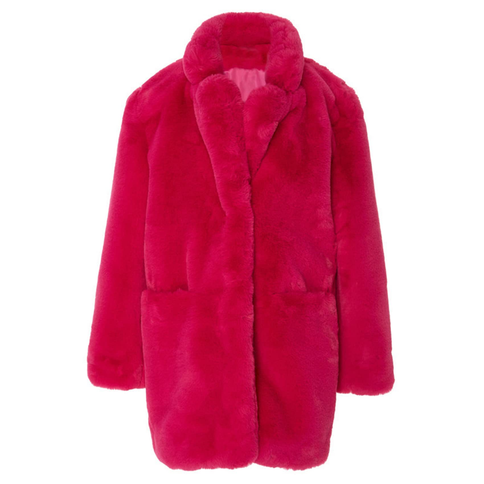 Cappotto in Pelliccia Sintetica di Media Lunghezza da Donna in Morbido Pile Morbido di Lana d'Agnello Caldo Cappotto