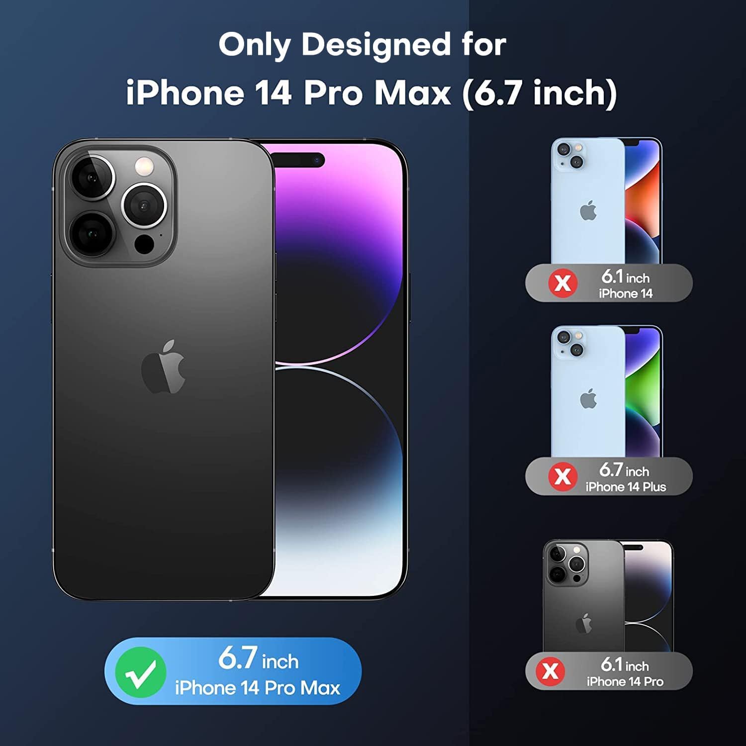TAURI 3 in 1 Kit Magnetica Cover per iPhone 14 Pro Max [Compatibile con MagSafe] con 2 Pellicola in Vetro Temperato,Custodia Rigida per Sottile Anti-Ingiallimento-Trasparente