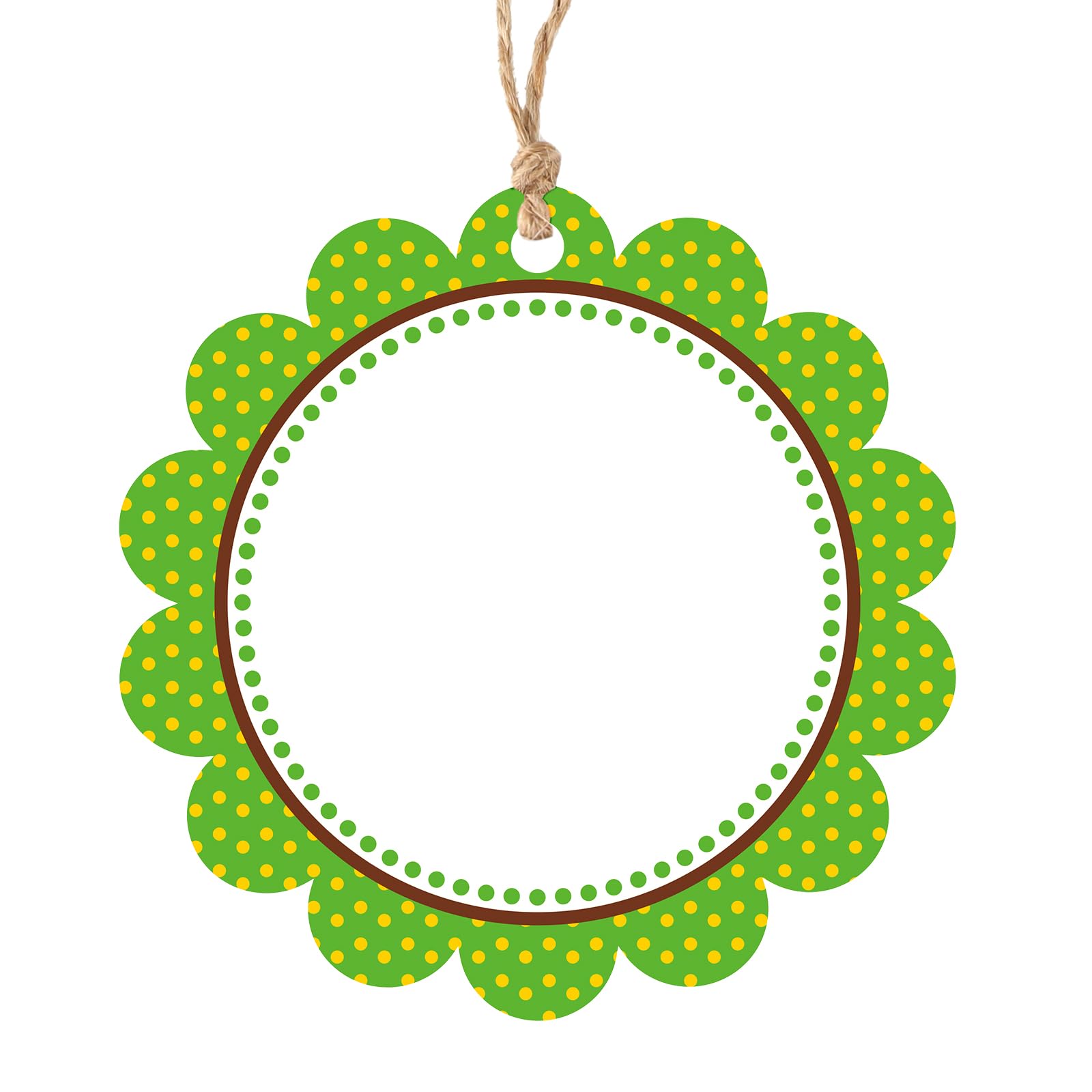 jijAcraft Green Round Gift Tags: 6.35CM Paper Circle Tags, 50PCS Polka Dots Round Labels, Flower Shaped Favour Labels with String for Birthday, Gift Wrapping, Party, DIY Crafts