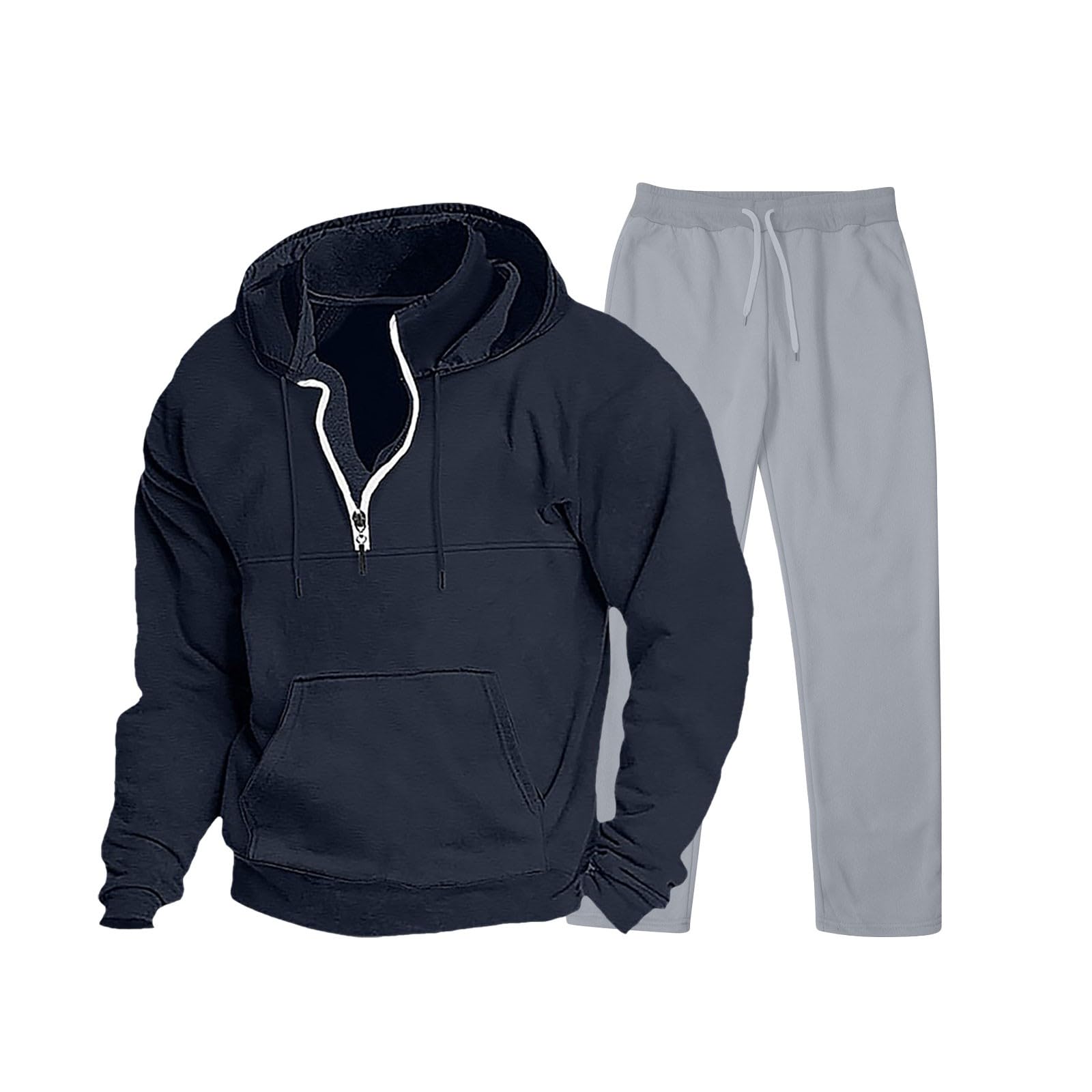 Conjunto de hombre de invierno con capucha, conjunto de hombre chic e informal, chándal descontratado deporte de trabajo, chándal holgado, 2 piezas, atuendo diario y vacaciones, atuendo otoñal