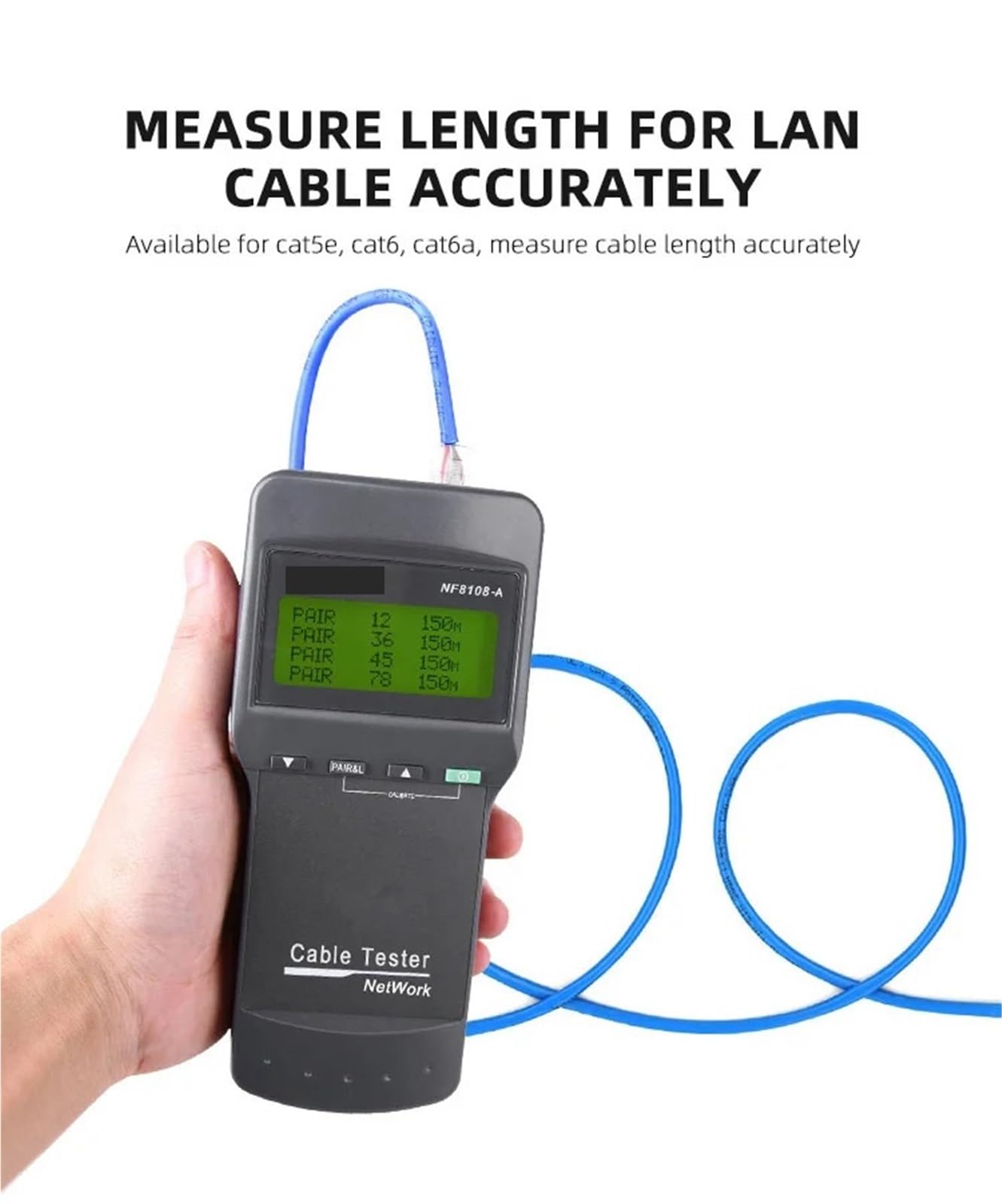 Tester per cavi di rete, Tester Per Cavi Di Rete, Con Display LCD Strumento Tracciamento Della Misurazione Lunghezza Multifunzionale,per cavo di rete