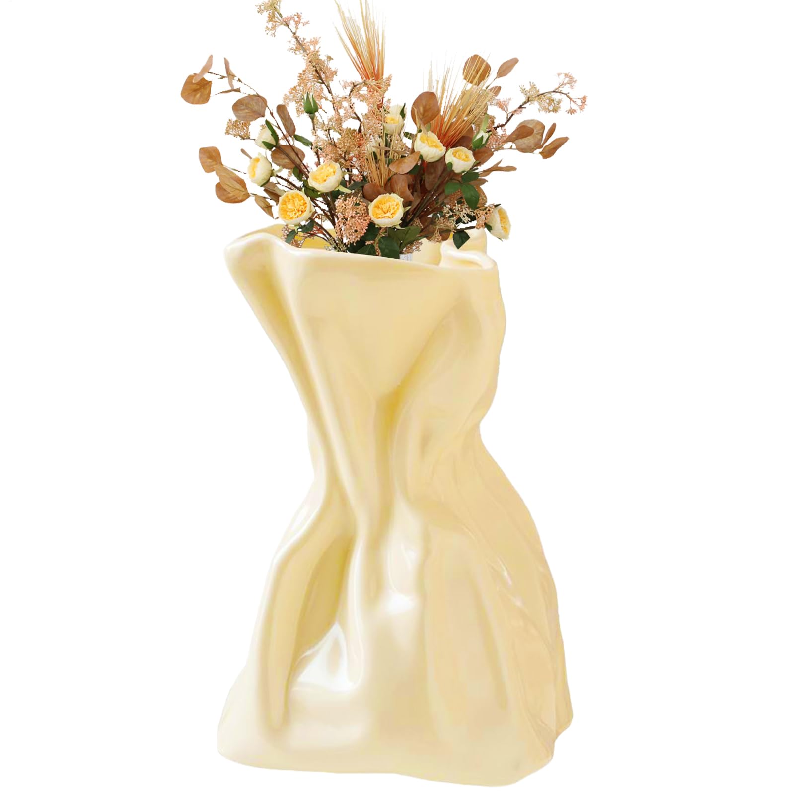 Vase à fleurs en céramique pour présentoir de fleurs séchées et ambiance salon chaleureuse