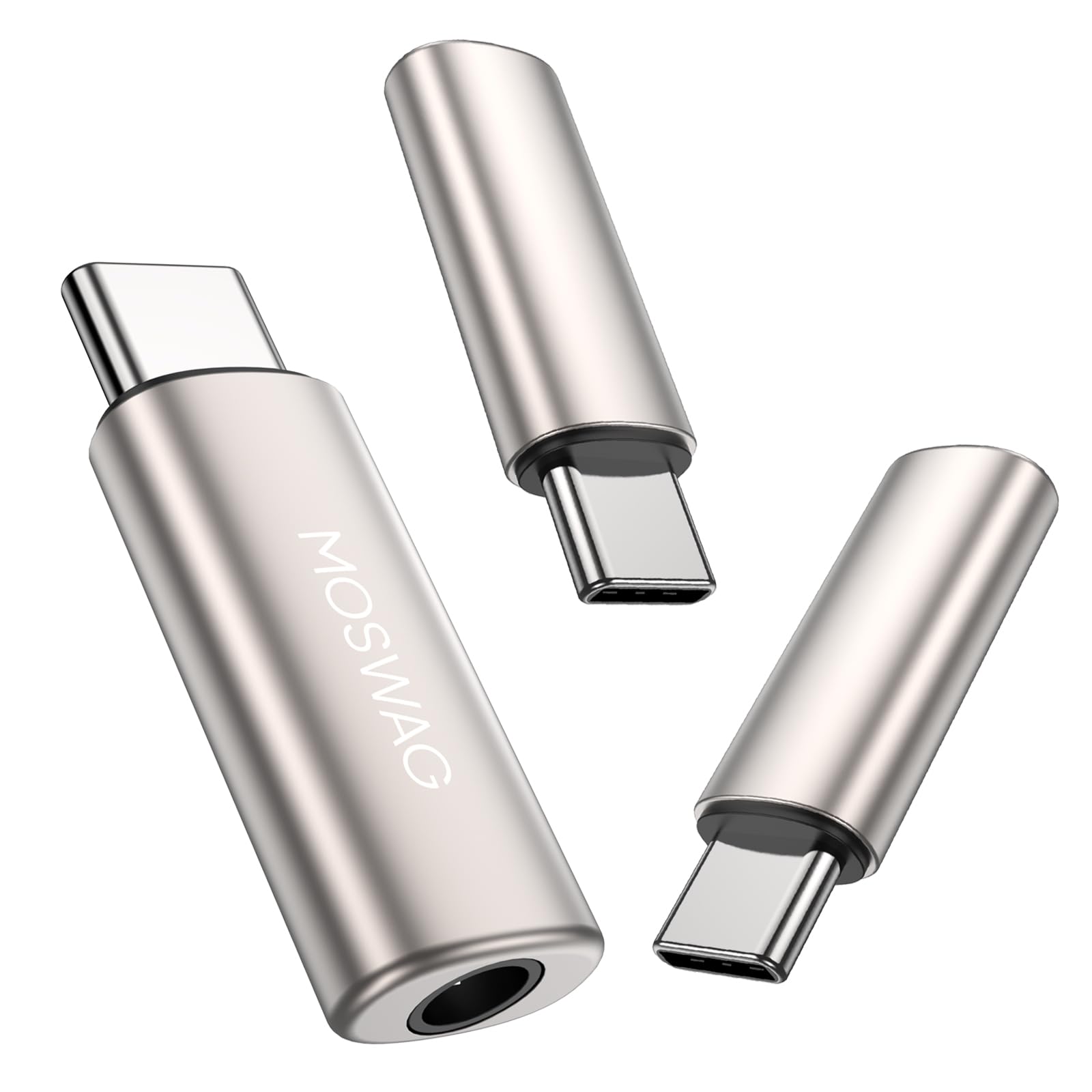 MOSWAG USB C to 3.5mm Headphone Adapter Type C Headphone Adapter Aux Mic Audio Dongle Hi-Res DAC Chip Compatible with Samsung Galaxy S23 S22 Pixel 7/6