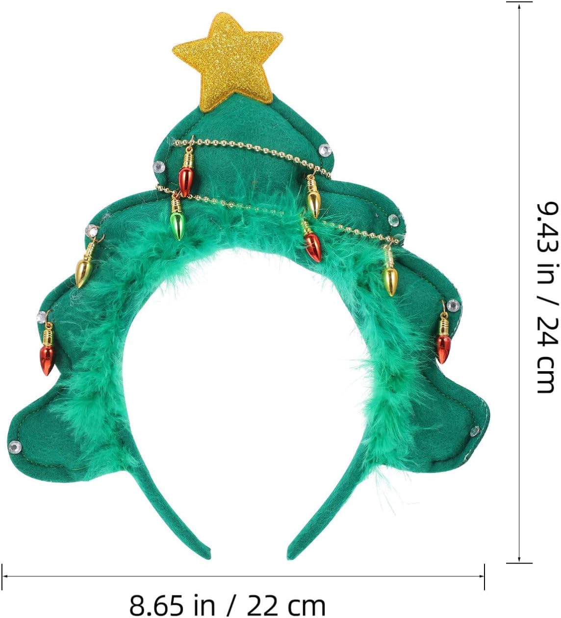 Lurrose 2Pcs LED Christmas Tree Headband Christmas Hair Hoop for Holiday Xmas Party Accessory, Green, 24x22cm - Image 3