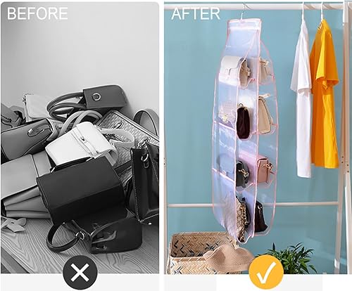 Miniatura 53 de AARAINBOW 1 Pack Hanging Handbag Purse Organizer for Closet, Hand Bag Organizer Holder 8 Pockets, Space Saving Wardrobe Purse Storage Organizer for