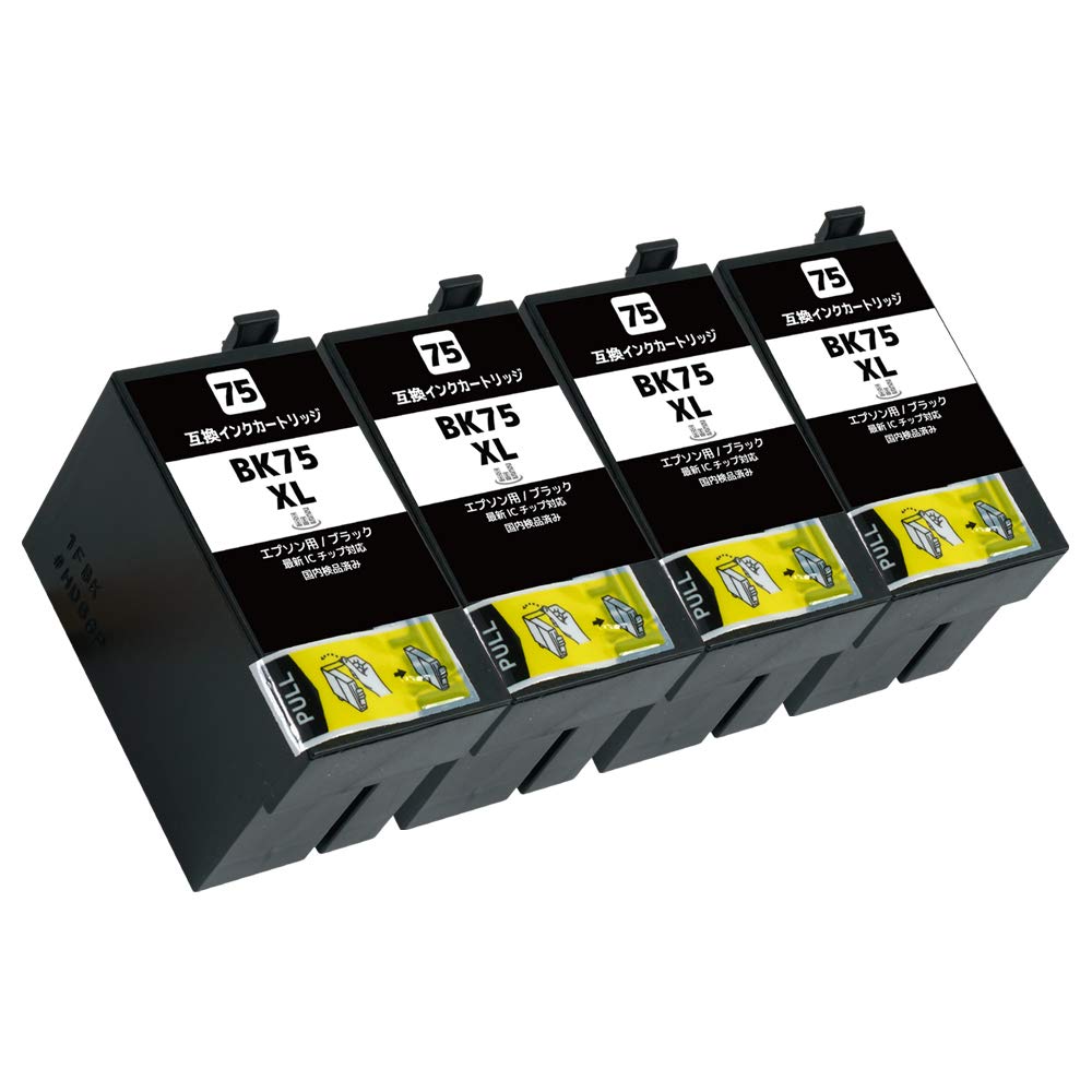 EPSON ICBK75 ブラックインクカートリッジ 4個セット Amazon.co.jp: EPSON ICBK75 ×4【 ブラック 大容量 4本セット