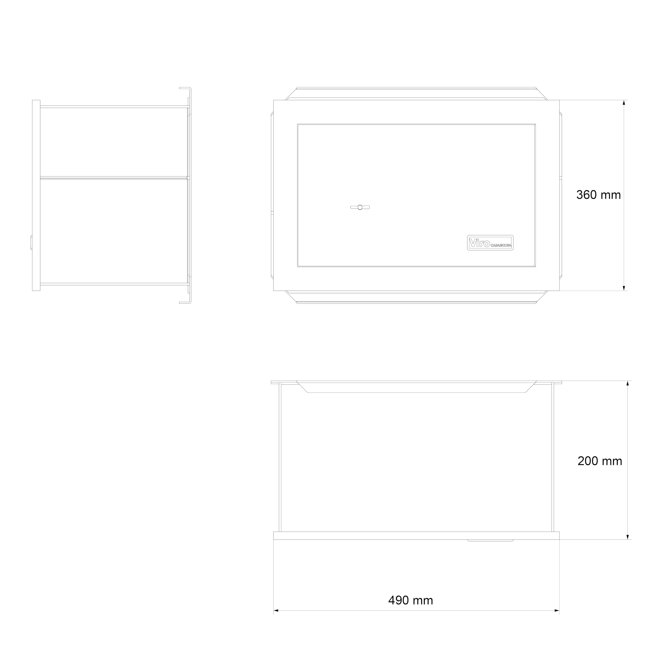 Caja Fuerte mecánica empotrada Viro Casasicura con Llave de Doble Mapa 490 x 360 x 200 mm