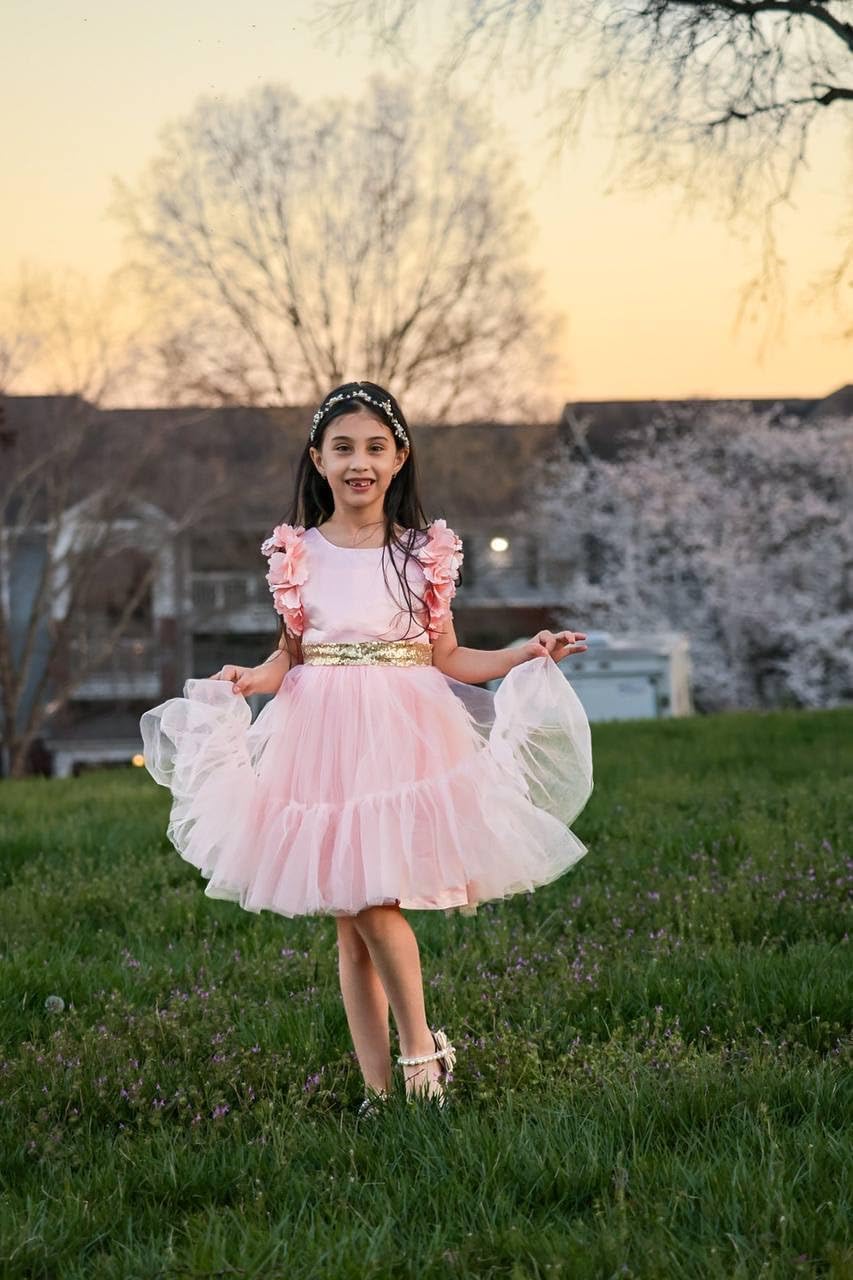 Weileenice Big/Little Girls Dress Butterfly Sleeve Ruffle Tulle Kids Princess Wedding Pageant Party Tutu Dresses - Image 3