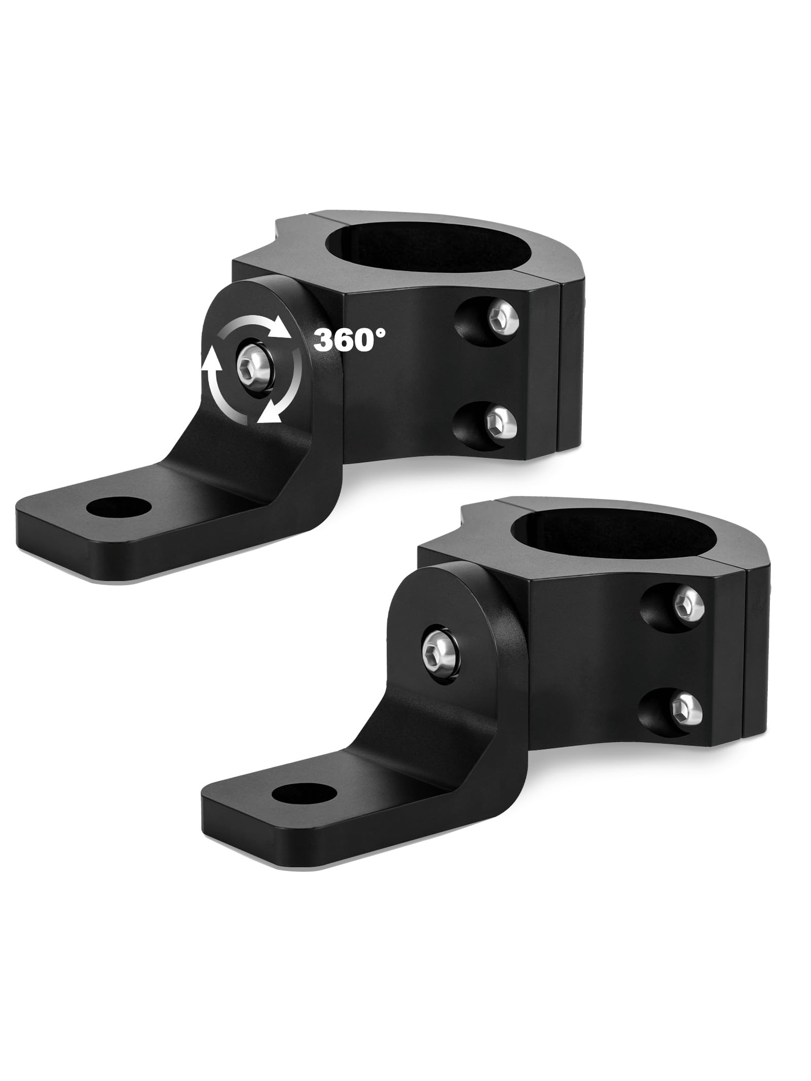 UTV Whip Mount & Light Bar Bracket - 360° Adjustment, Heavy Duty Alu Alloy Mounting Clamp for Polaris RZR/Can Am/Jeep All 1.75"-2" Roll Cage Mounting Flag Light, 5 Mins Installation