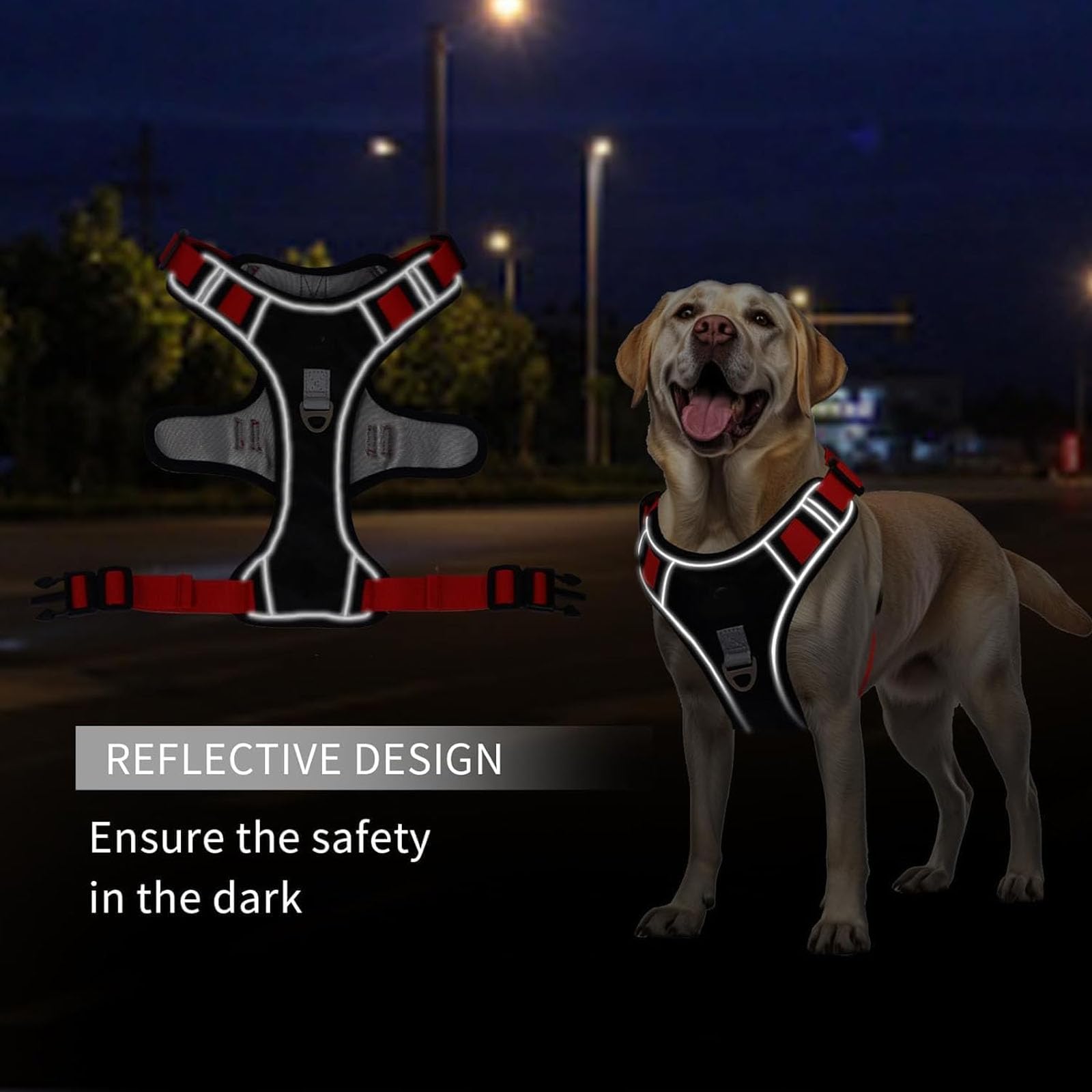 Arnés para Perros Pequeños, Medianos Y Grandes, Antitirones, con Tiras Reflectantes Y Asa De Control, Ajustable Y Cómodo para Pasear Y Entrenar,Púrpura,XL