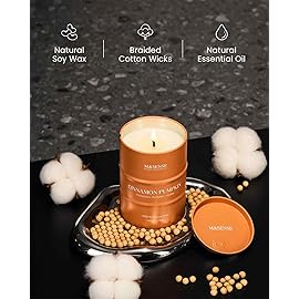 M&SENSE Cinnamon Pumpkin Scented Candles Christmas Decor,Natural Non Toxic, Aromatherapy Candle for Stress Relief Meditation Relaxing, Housewarming Gifts for Women Men, 11.3oz 70 Hour Christmas Candle